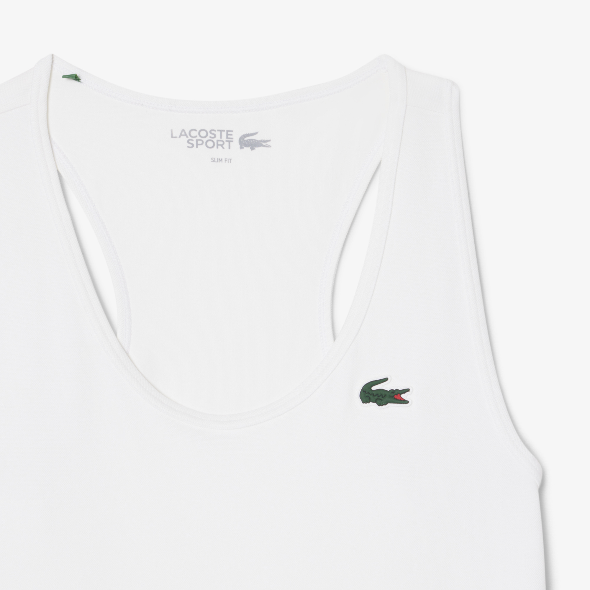 Lacoste Kadın Slim Fit Kolsuz Bisiklet Yaka Beyaz T-Shirt görsel 5
