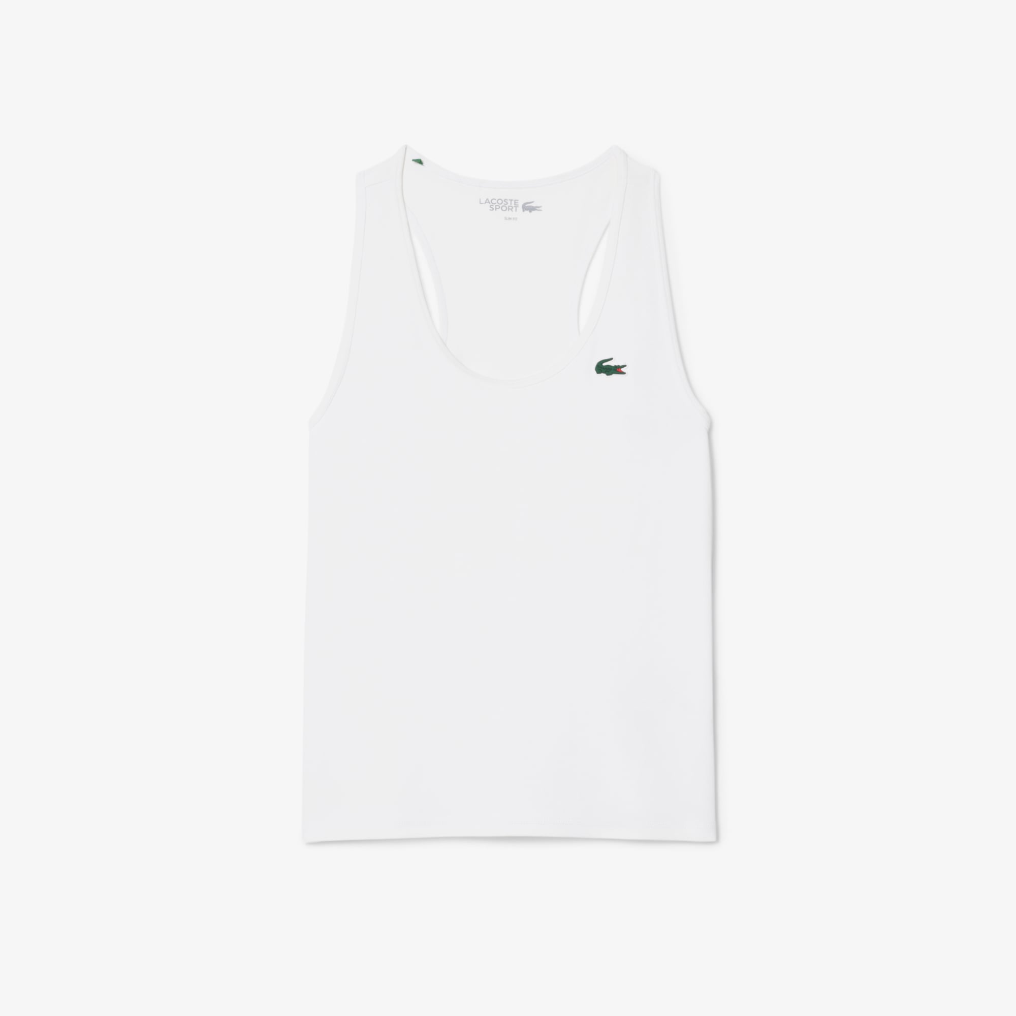 Lacoste Kadın Slim Fit Kolsuz Bisiklet Yaka Beyaz T-Shirt görsel 4