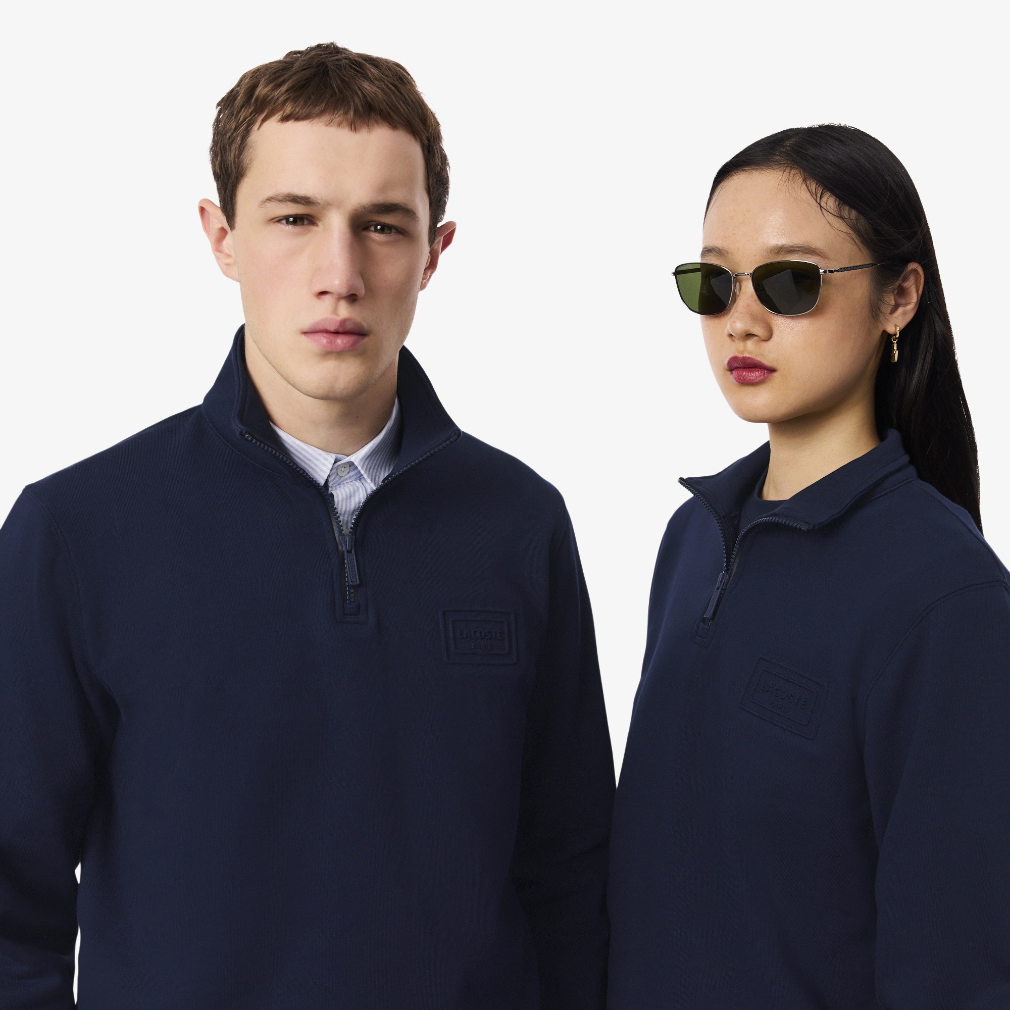 Unisex Classic Fit Yarım Fermuarlı Lacivert Sweatshirt