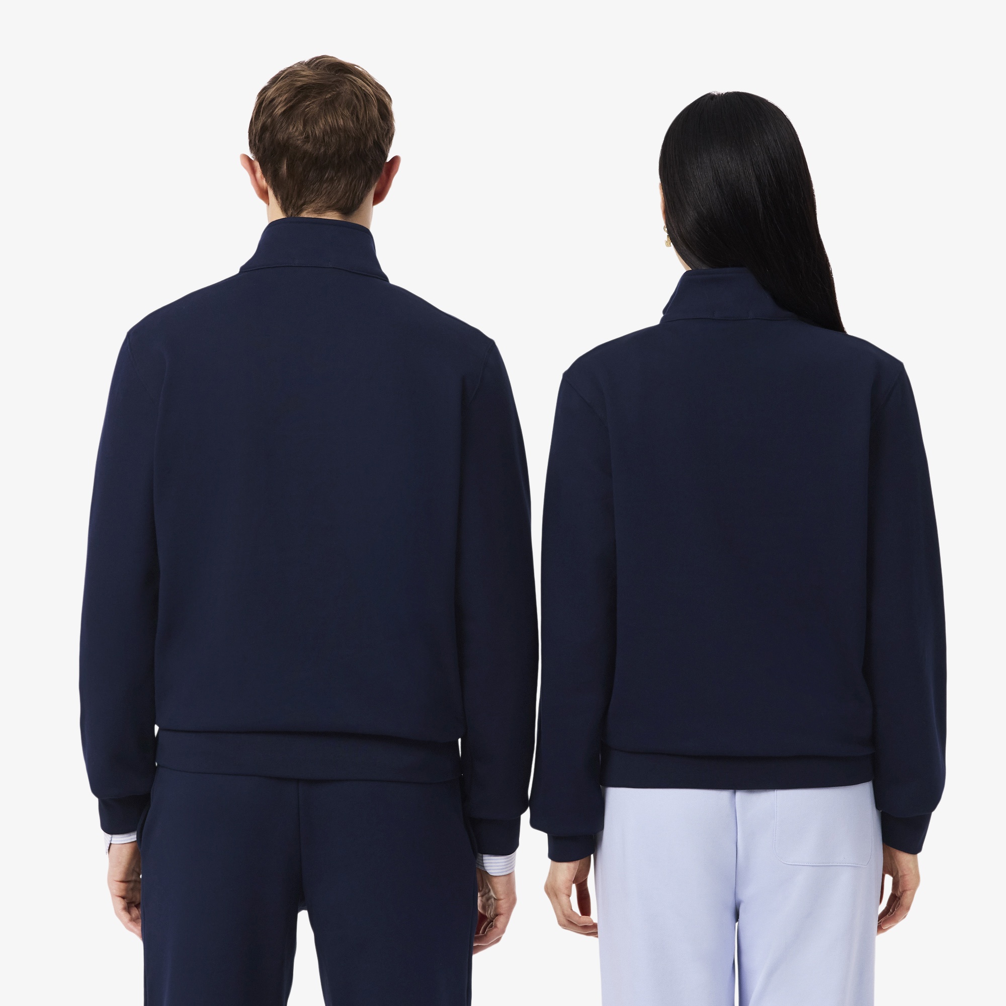 Unisex Classic Fit Yarım Fermuarlı Lacivert Sweatshirt