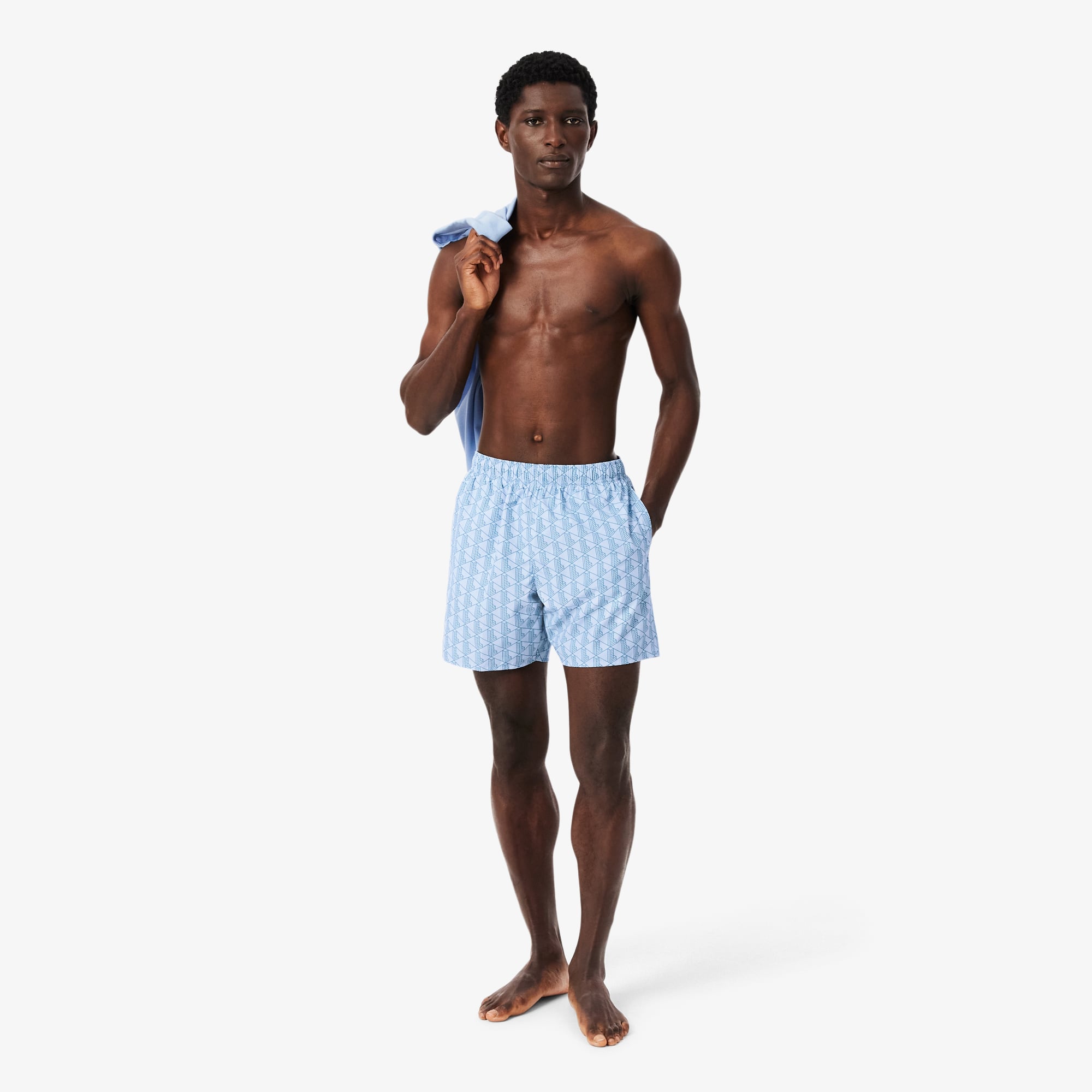 Lacoste Erkek Monogram Mavi Deniz Şortu