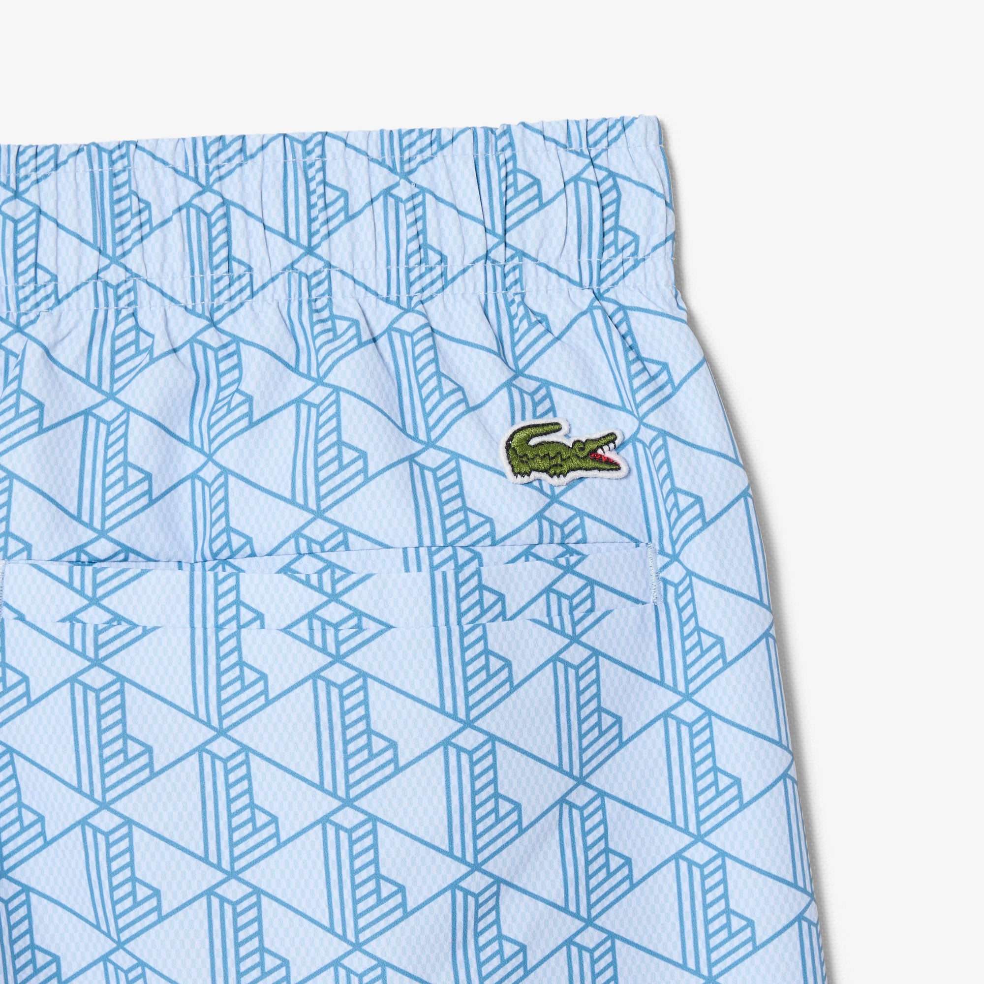 Lacoste Erkek Monogram Mavi Deniz Şortu görsel 7