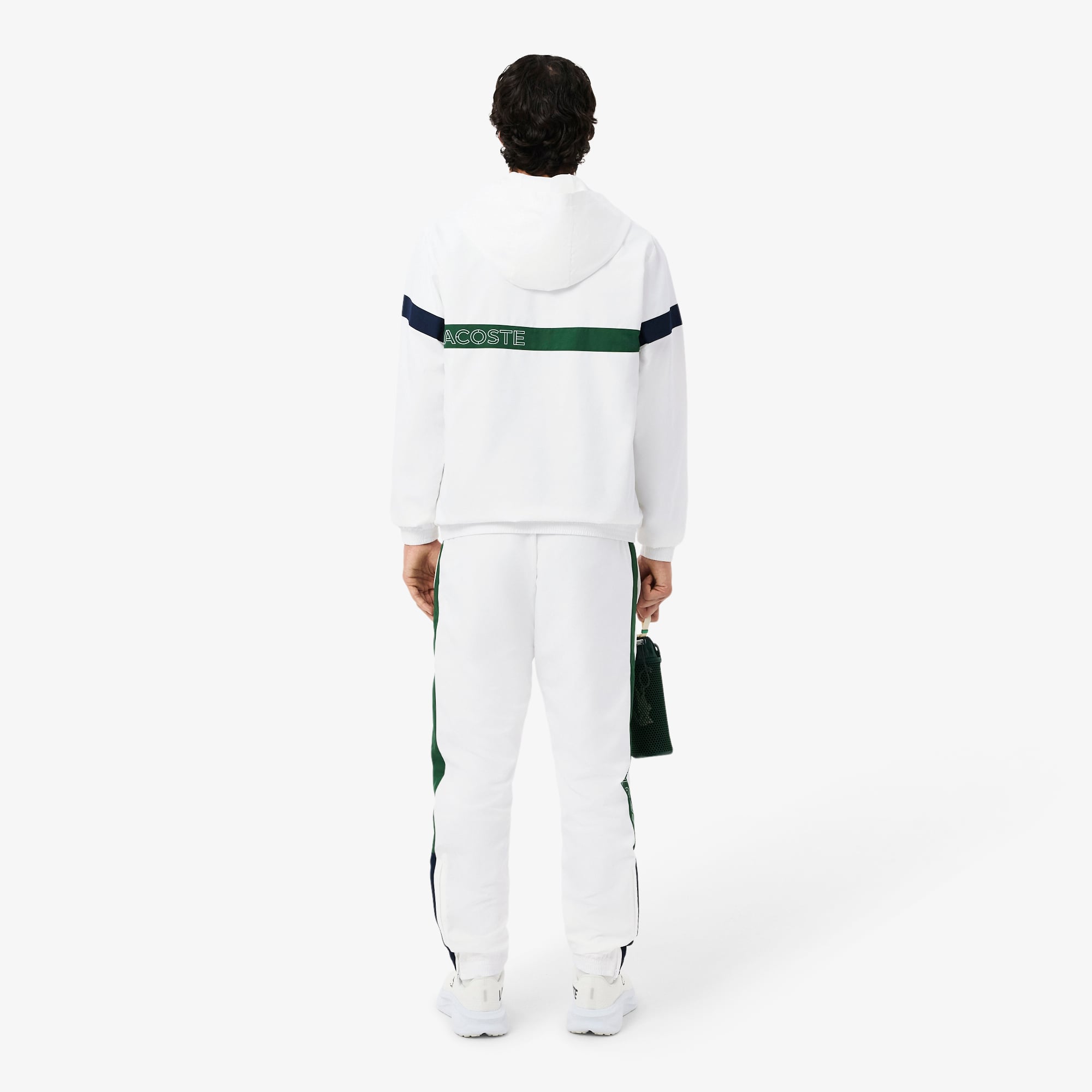 Lacoste Erkek Regular Fit Kapüşonlu Renk Bloklu Beyaz Eşofman Takımı görsel 3
