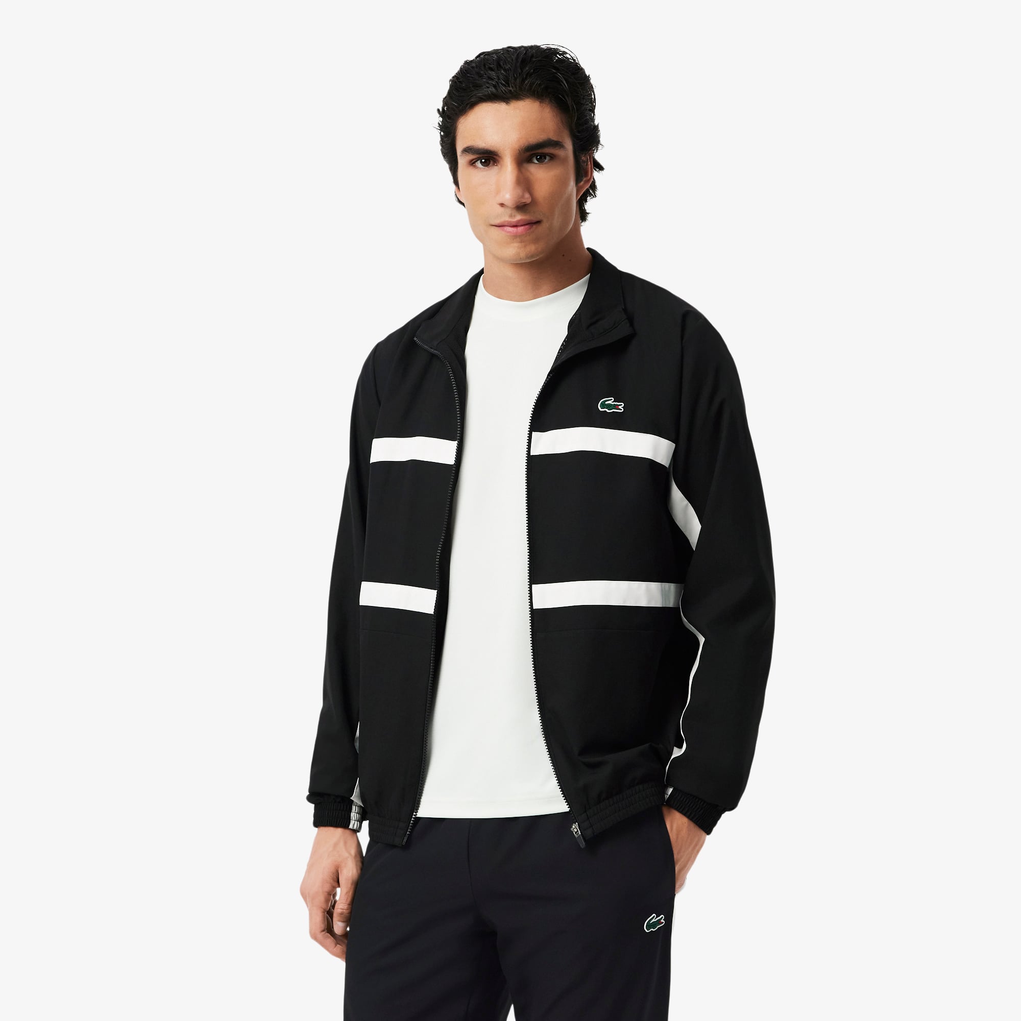 Lacoste Erkek Regular Fit Renk Bloklu Siyah Eşofman Takımı görsel 2