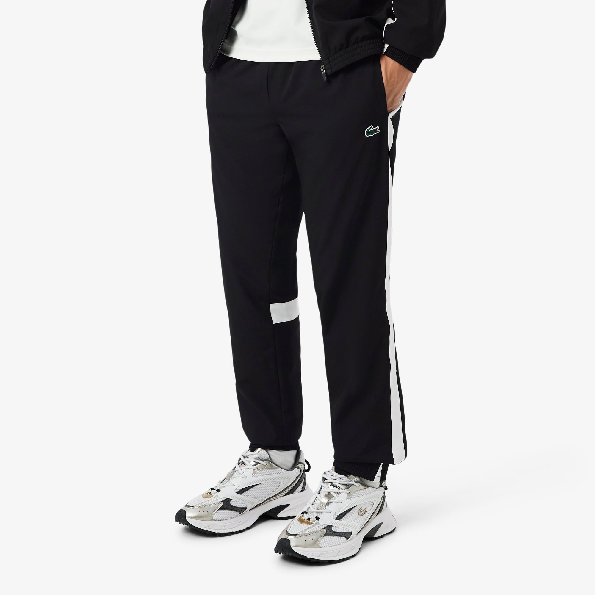 Lacoste Erkek Regular Fit Renk Bloklu Siyah Eşofman Takımı görsel 4
