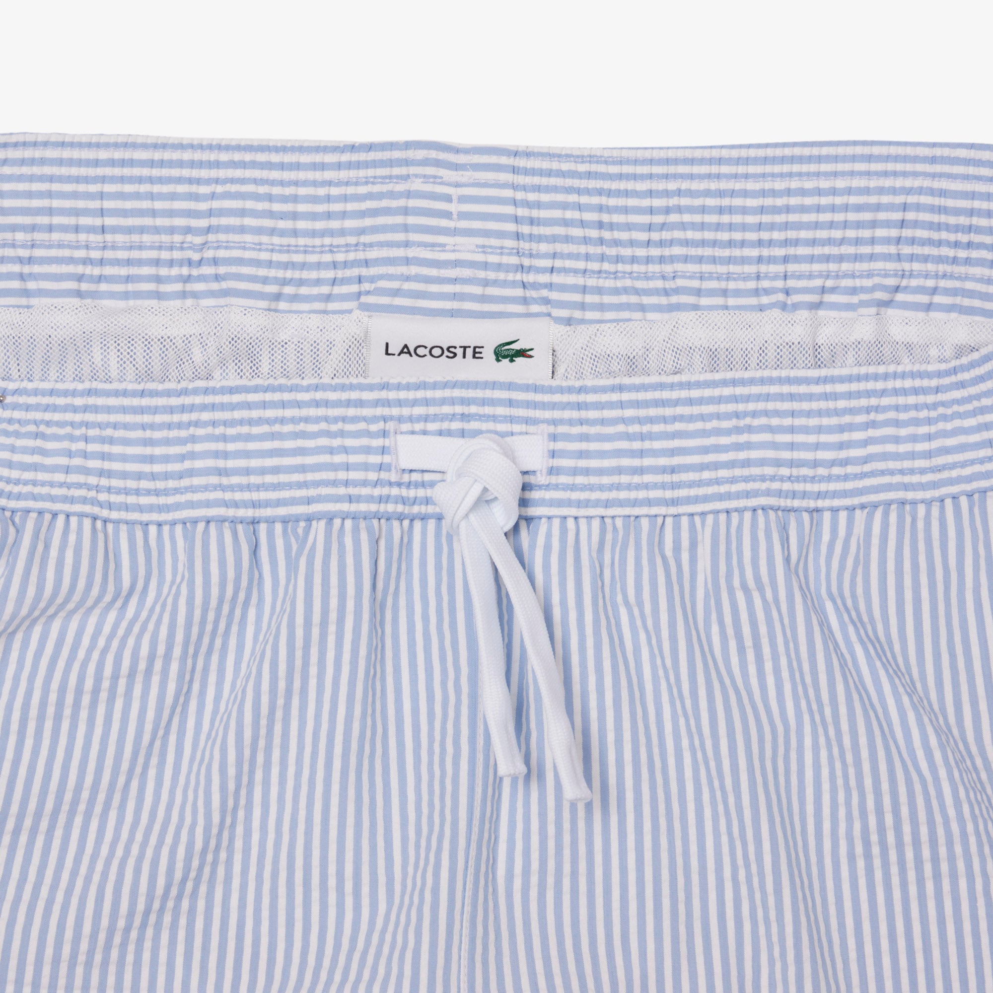 Lacoste Erkek Çizgili Açık Mavi Deniz Şortu görsel 7