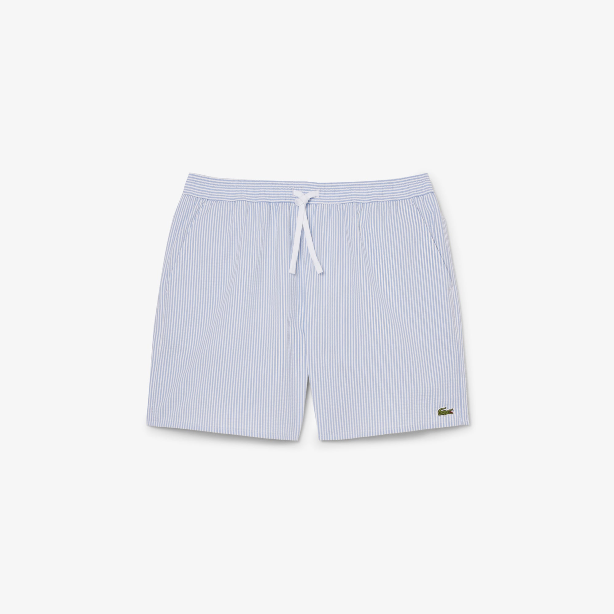 Lacoste Erkek Çizgili Açık Mavi Deniz Şortu görsel 4
