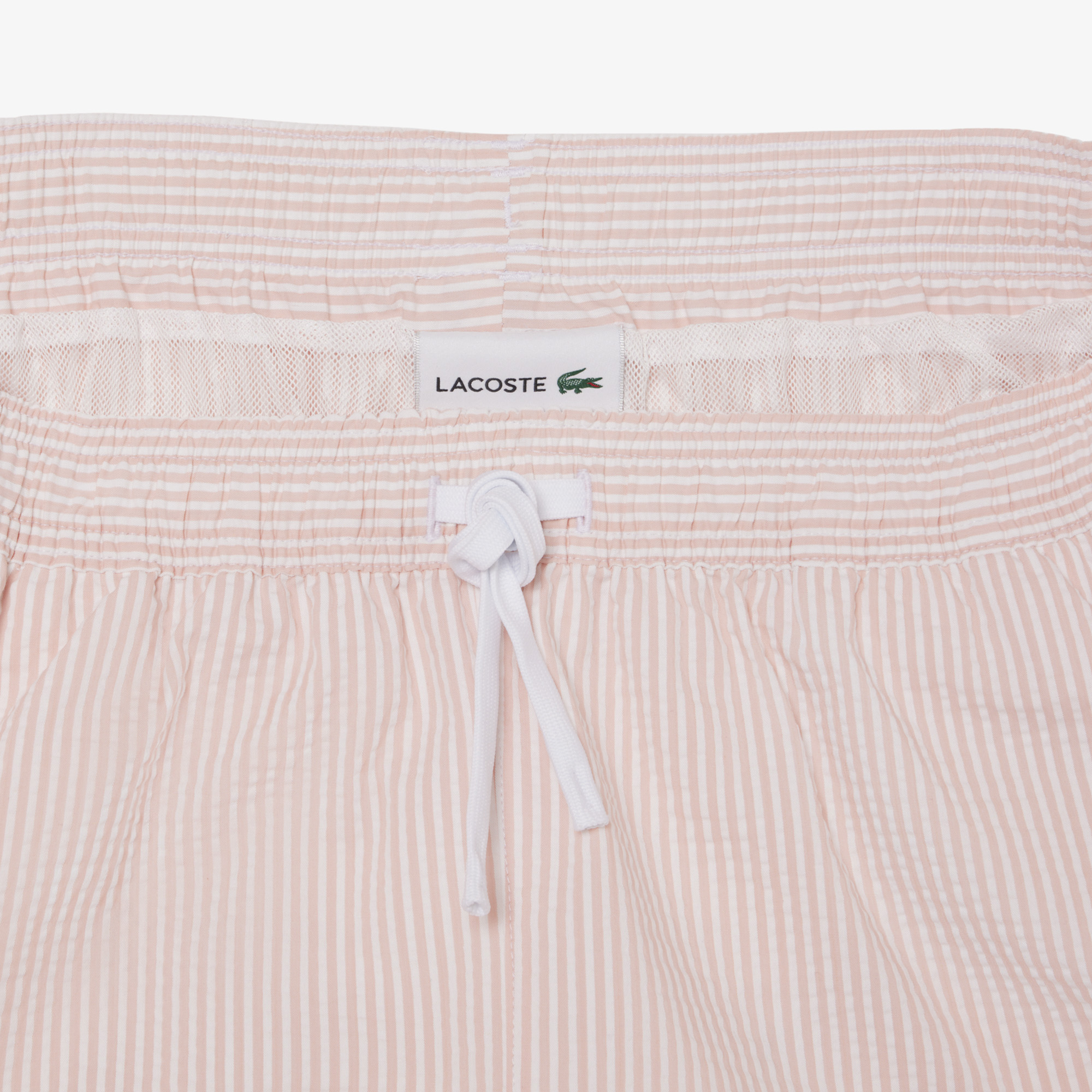 Lacoste Erkek Çizgili Pembe Deniz Şortu görsel 7