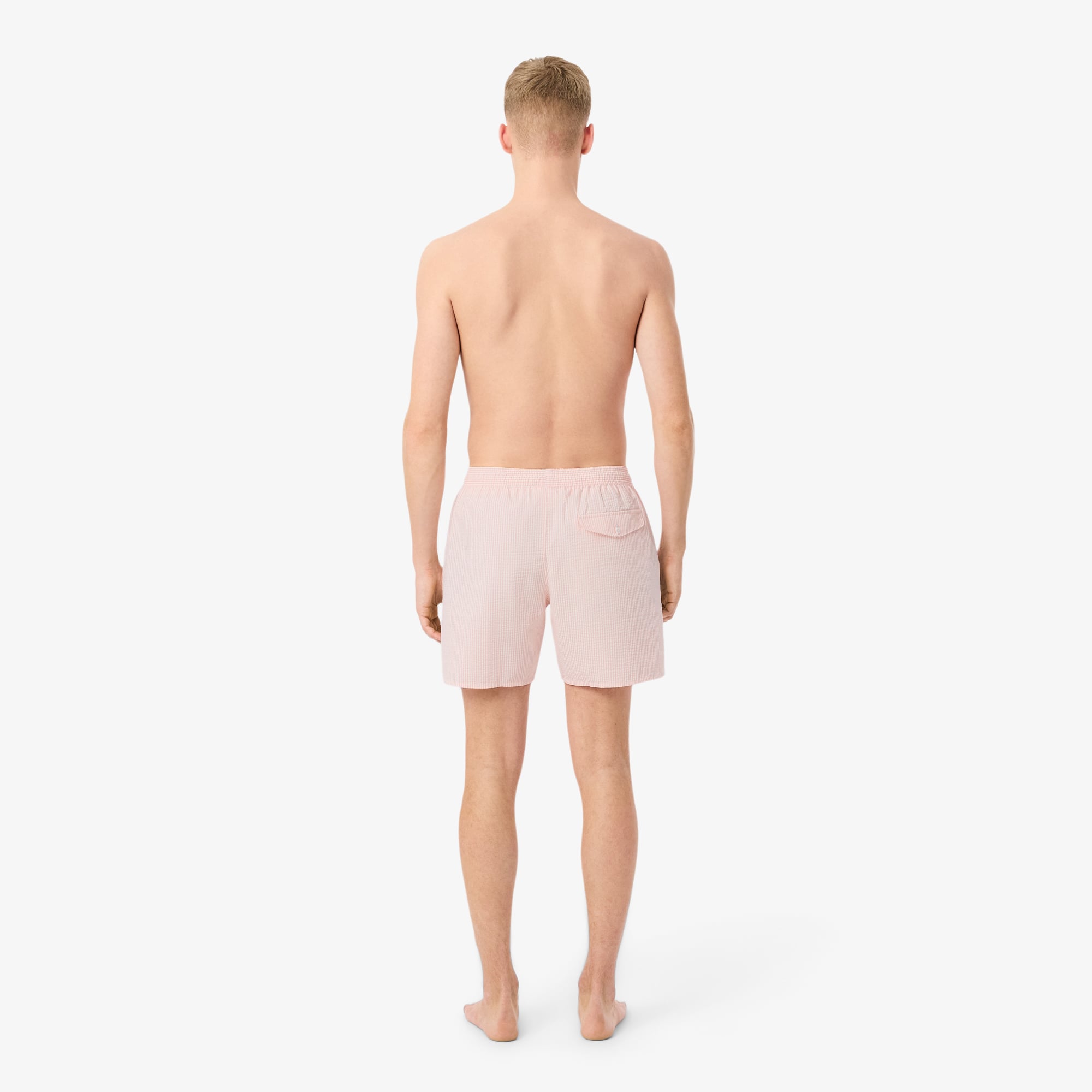 Lacoste Erkek Çizgili Pembe Deniz Şortu görsel 3