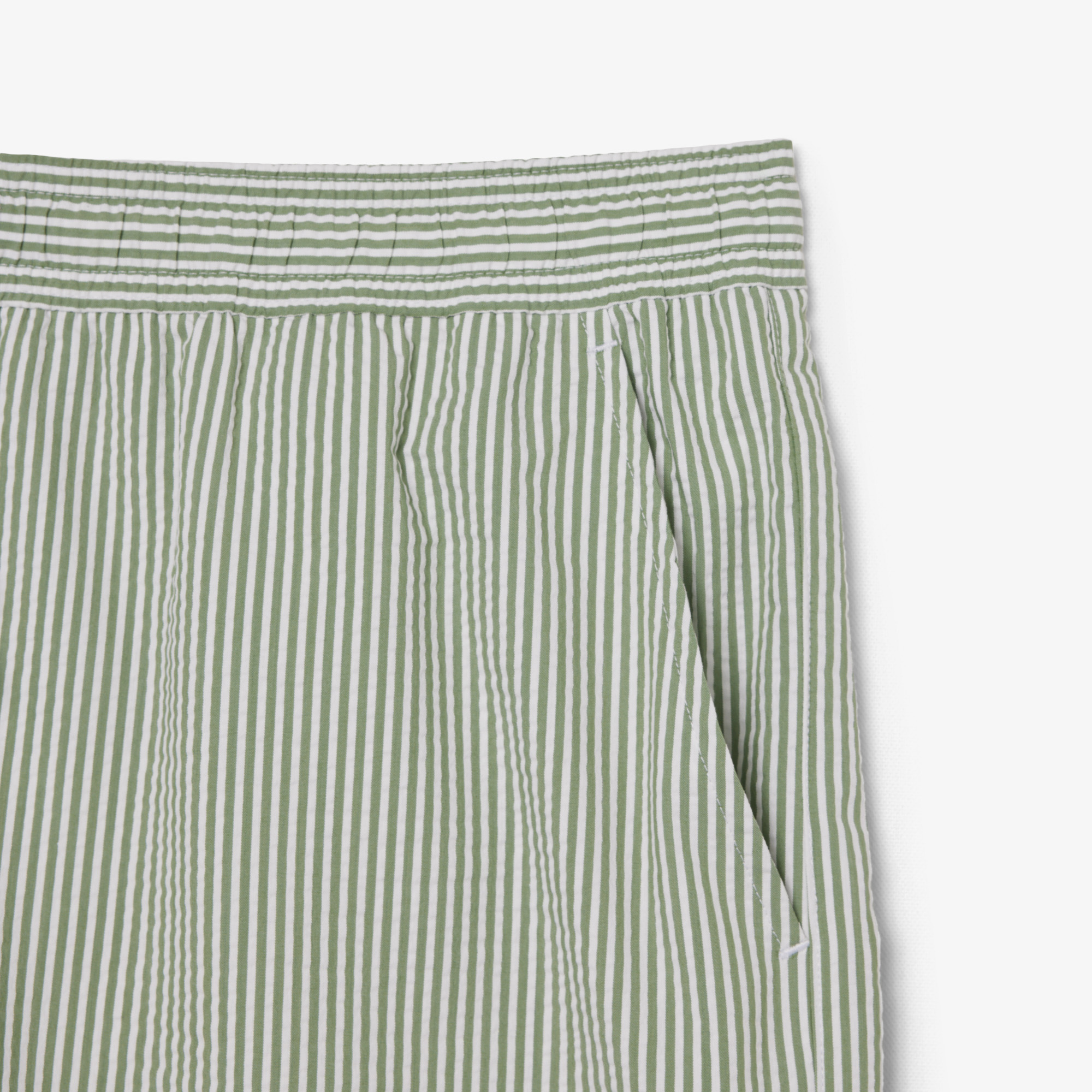 Lacoste Erkek Çizgili Yeşil Deniz Şortu görsel 5