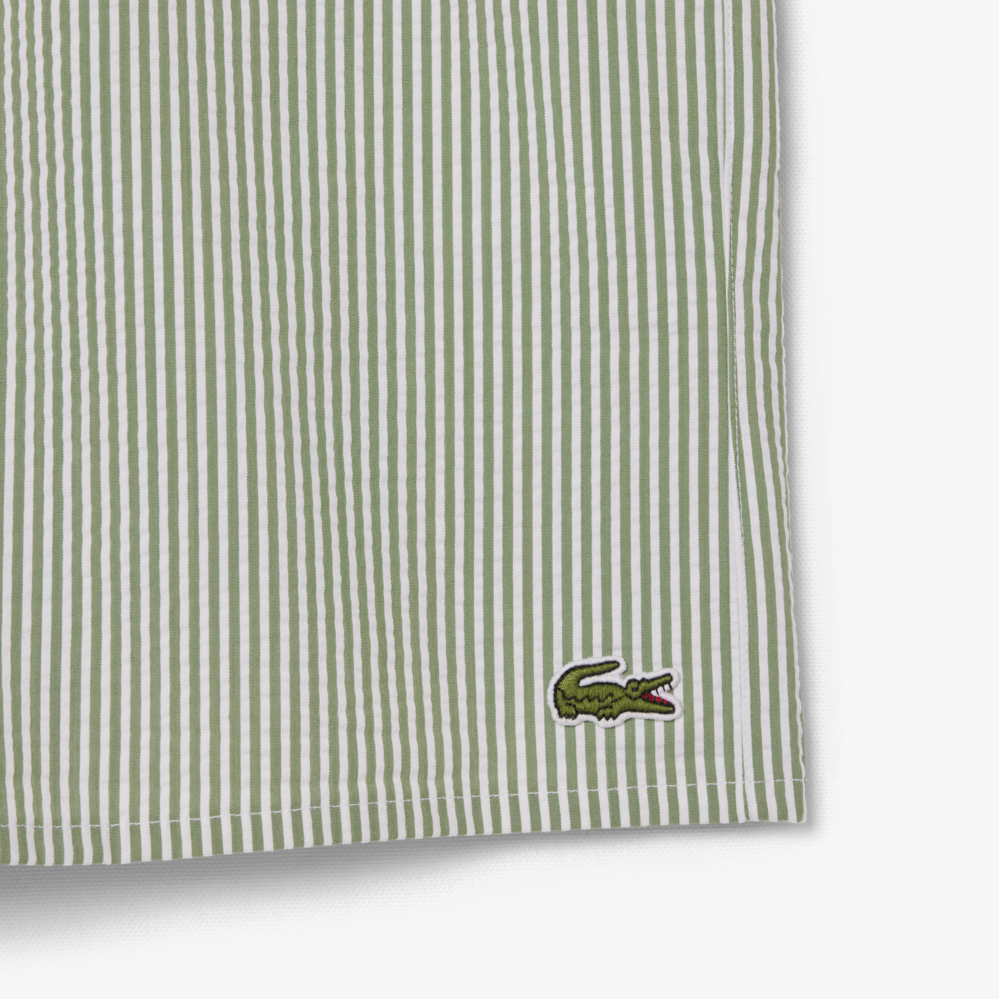 Lacoste Erkek Çizgili Yeşil Deniz Şortu görsel 6