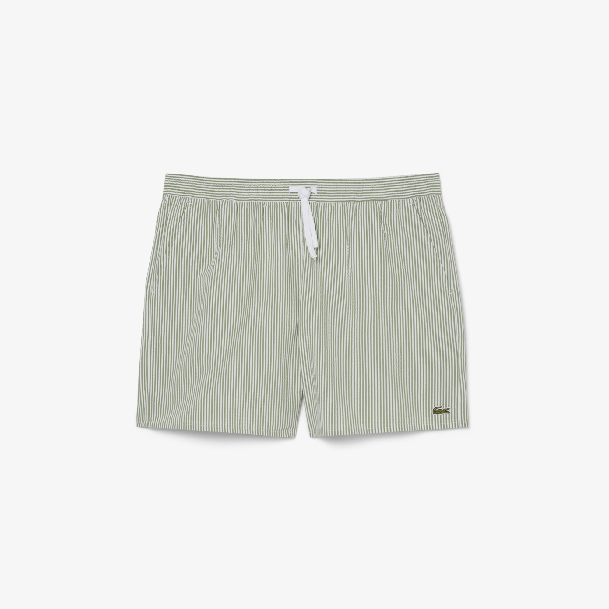 Lacoste Erkek Çizgili Yeşil Deniz Şortu görsel 4