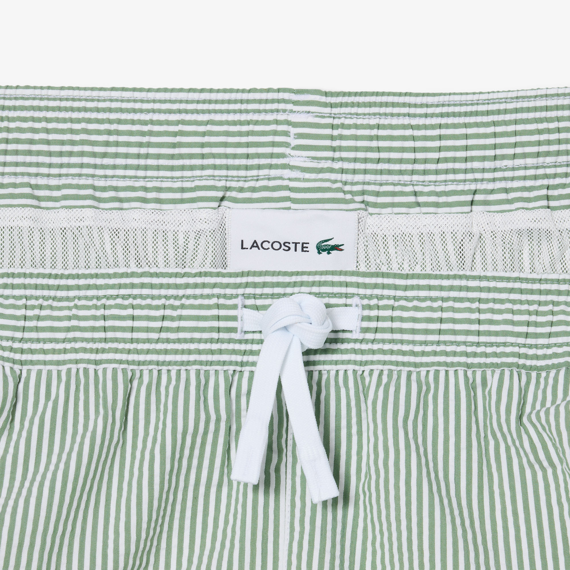 Lacoste Erkek Çizgili Yeşil Deniz Şortu görsel 7