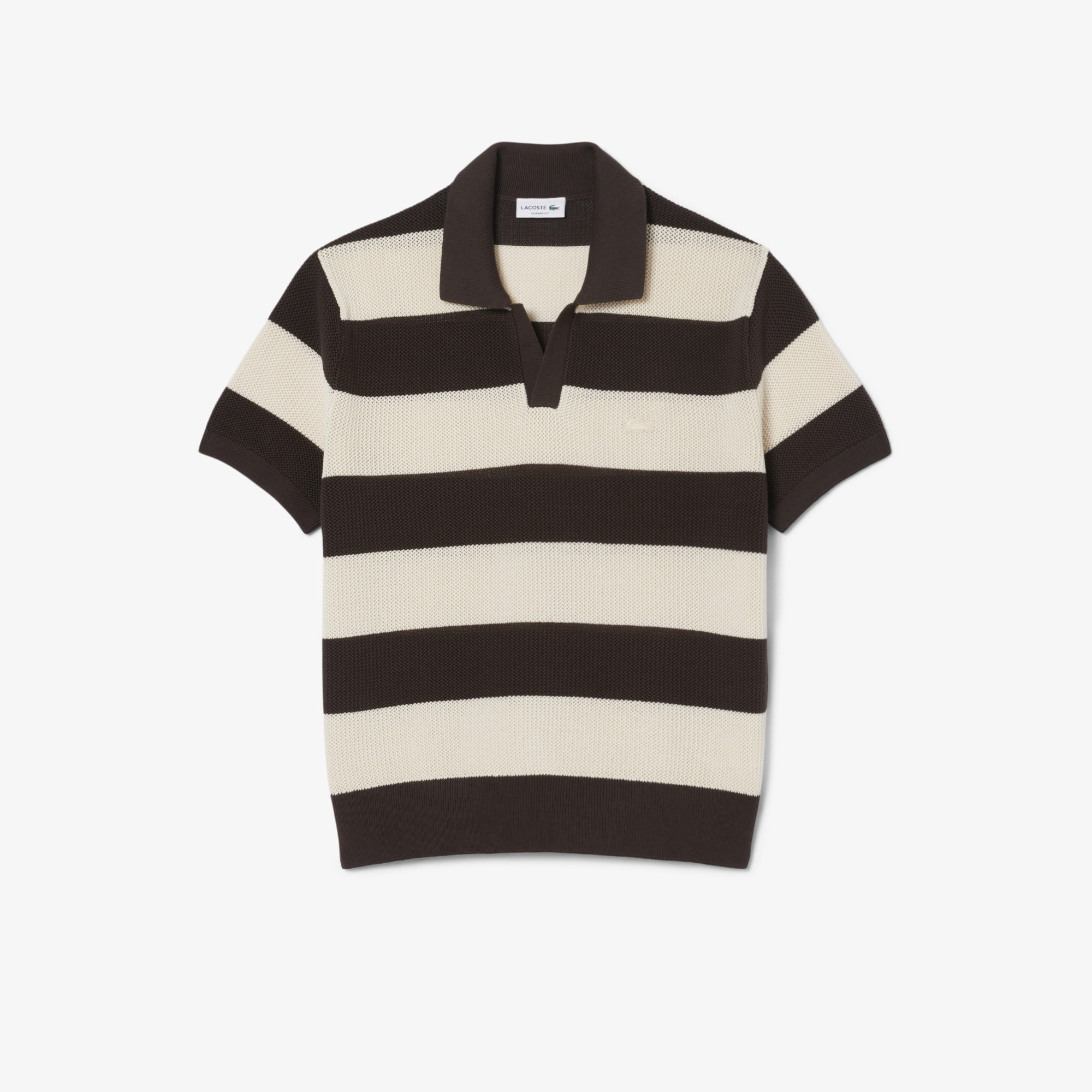 Lacoste Erkek Classic Fit Kısa Kollu Polo Yaka Çizgili Kahverengi Triko görsel 4