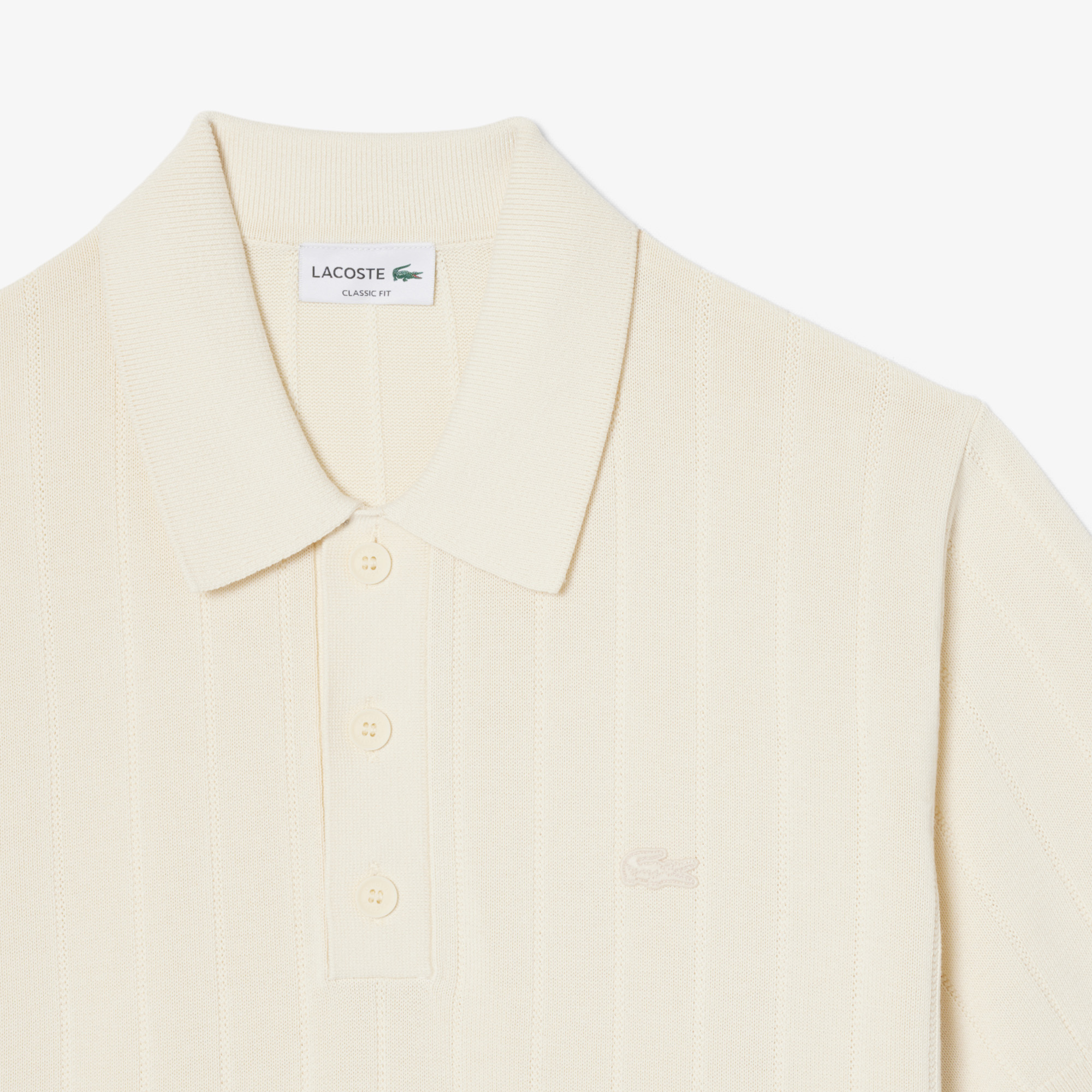 Lacoste Erkek Classic Fit Kısa Kollu Polo Yaka Krem Triko görsel 6