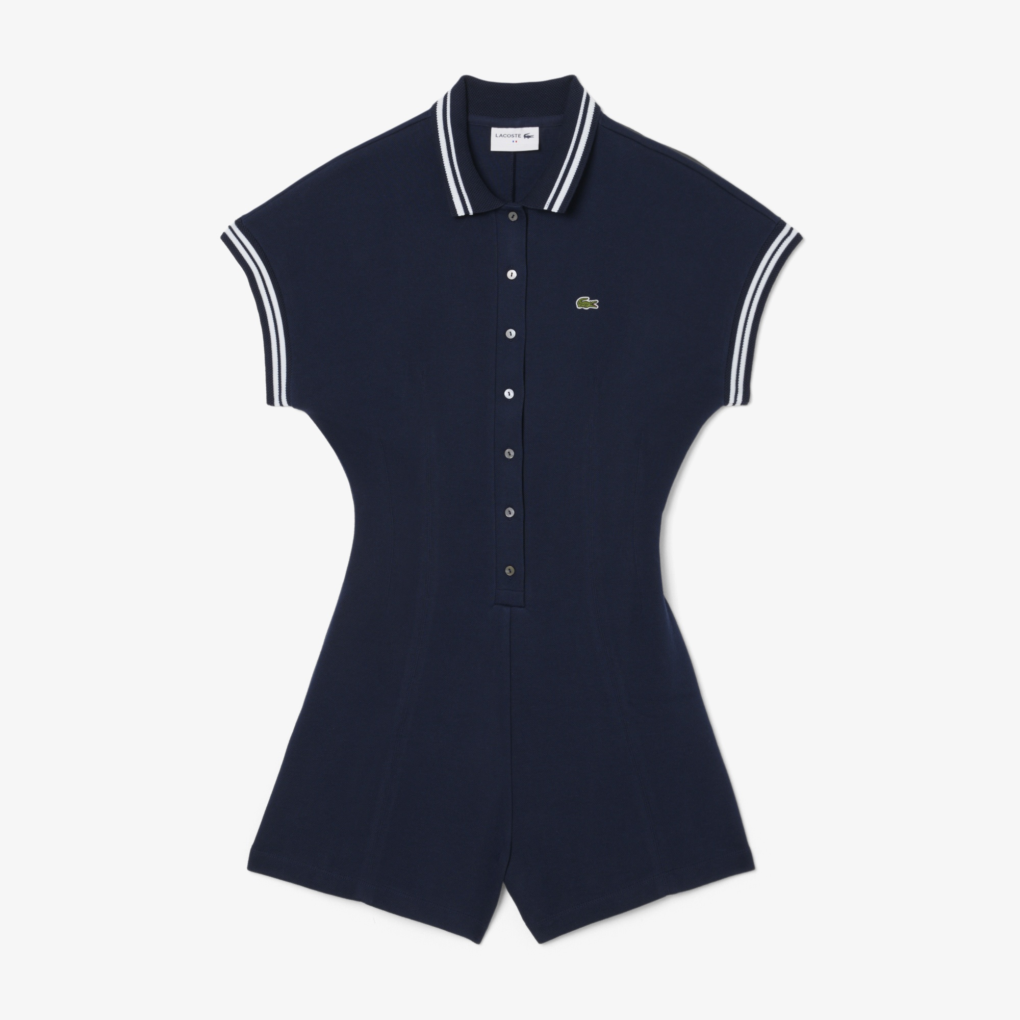 Kadın Slim Fit Kısa Kollu Polo Yaka Lacivert Tulum