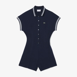 Kadın Slim Fit Kısa Kollu Polo Yaka Lacivert Tulum Lacivert