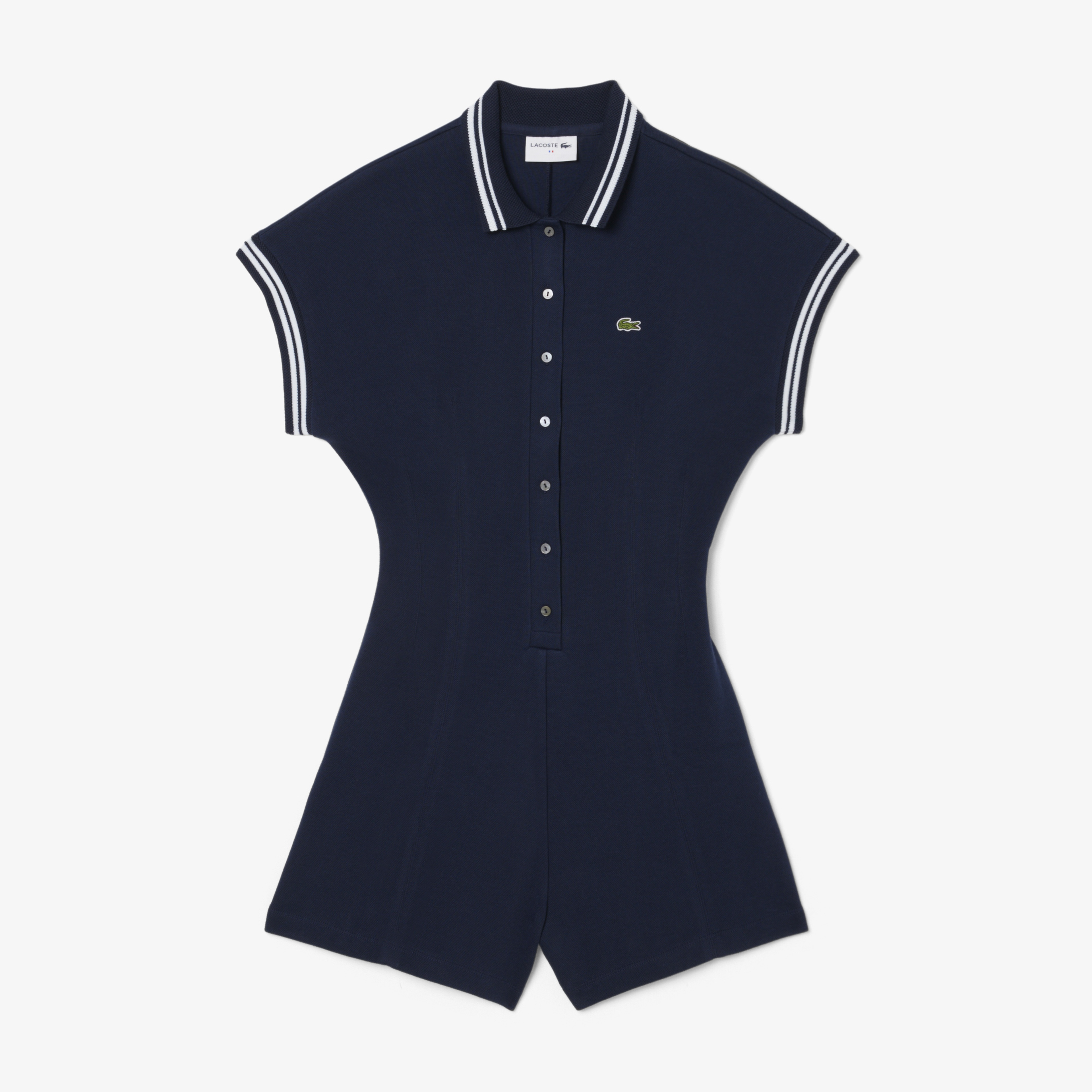 Kadın Slim Fit Kısa Kollu Polo Yaka Lacivert Tulum