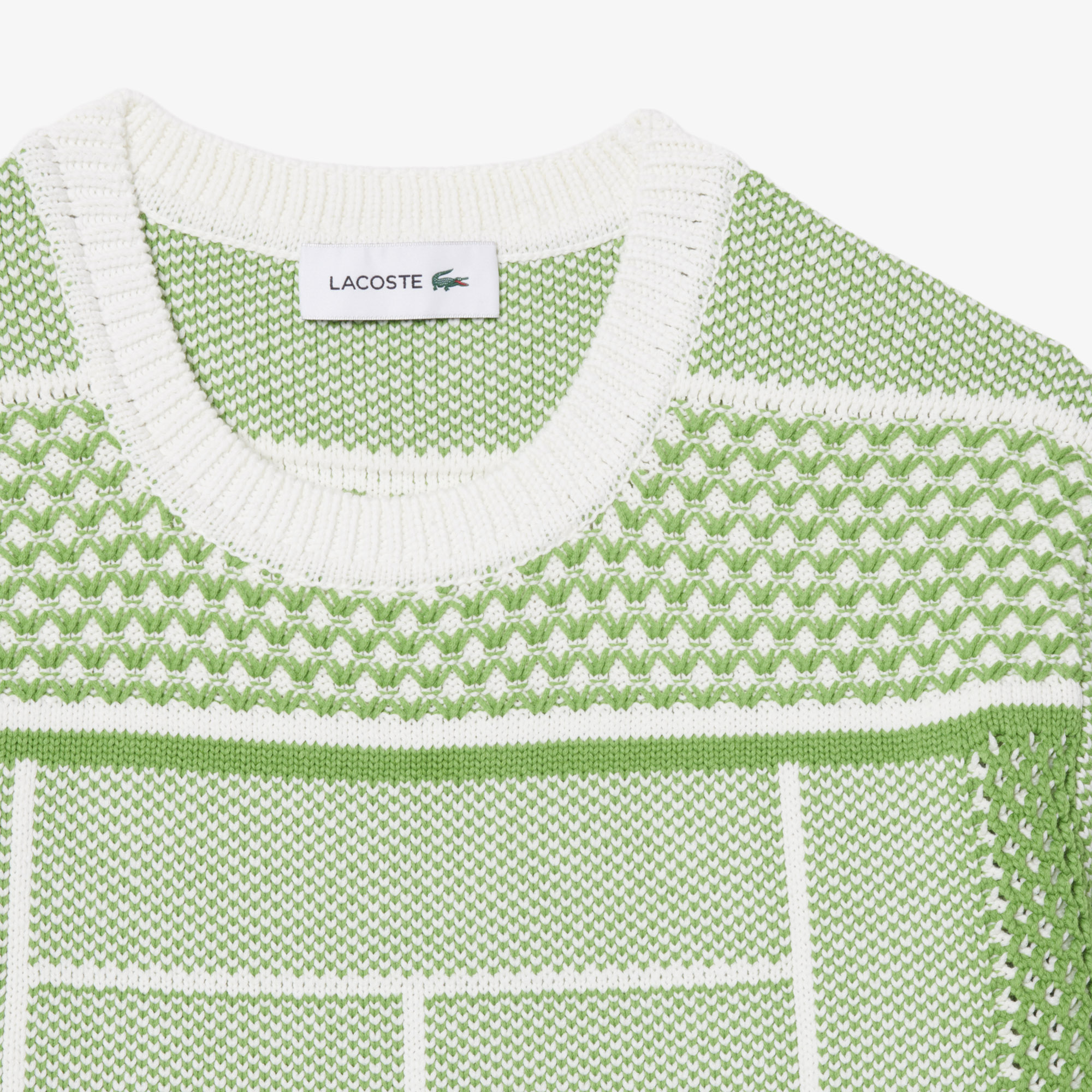 Lacoste Kadın Classic Fit Kısa Kollu Bisiklet Yaka Desenli Yeşil Elbise görsel 6
