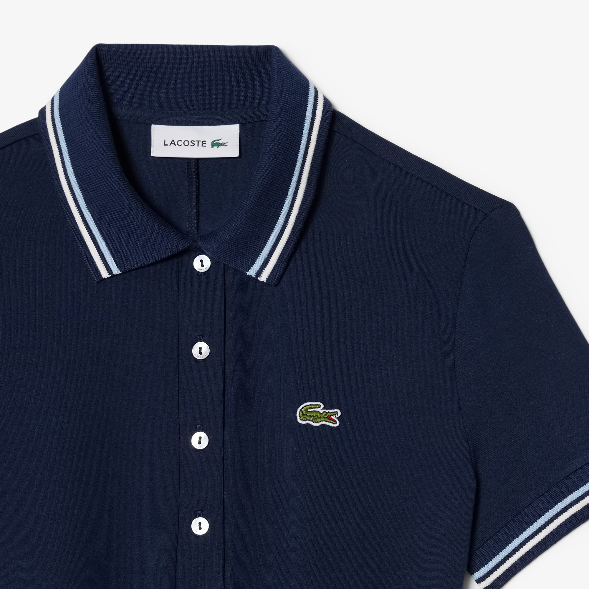 Lacoste Kadın Flare Fit Kısa Kollu Polo Yaka Organik Pamuk Lacivert Elbise görsel 6
