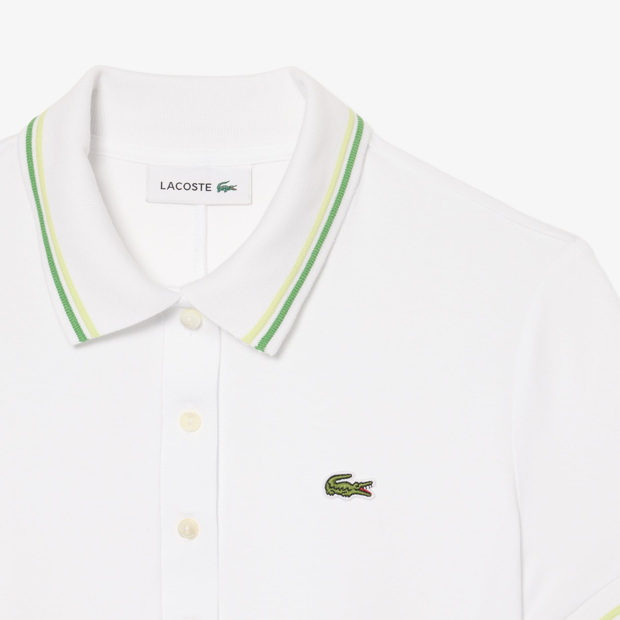 Lacoste Kadın Flare Fit Kısa Kollu Polo Yaka Organik Pamuk Beyaz Elbise görsel 6