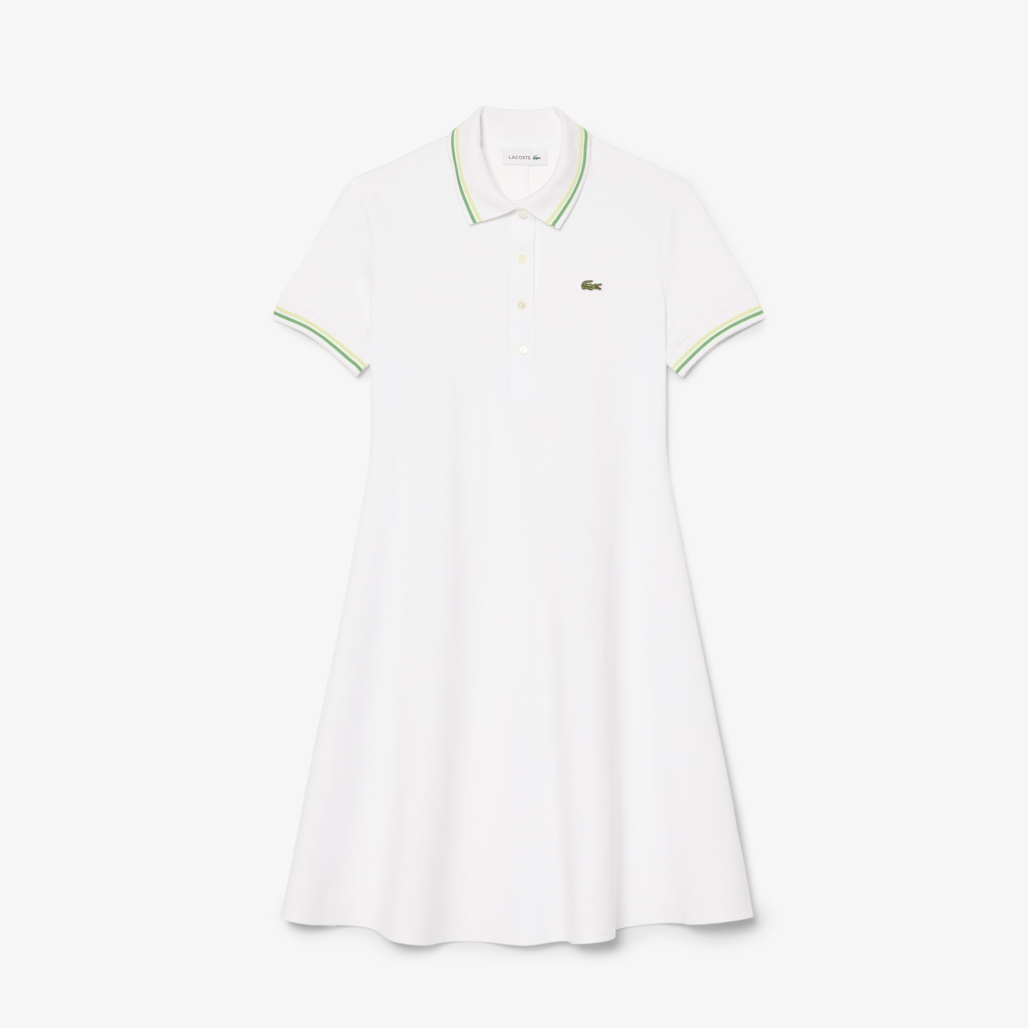 Lacoste Kadın Flare Fit Kısa Kollu Polo Yaka Organik Pamuk Beyaz Elbise görsel 5