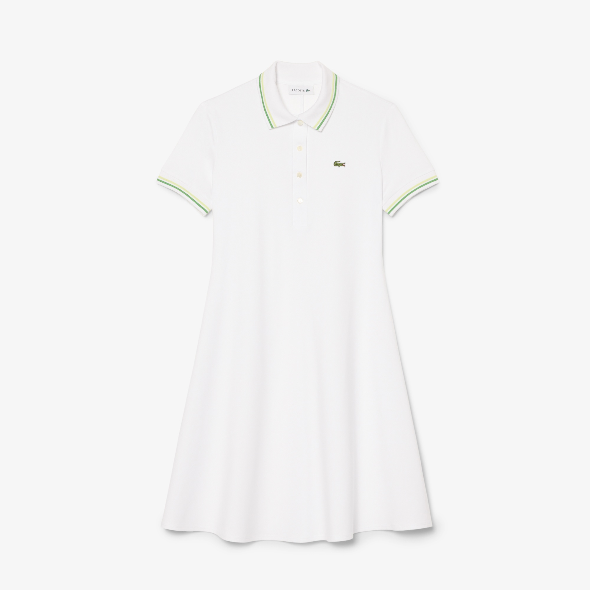 Kadın Flare Fit Kısa Kollu Polo Yaka Organik Pamuk Beyaz Elbise