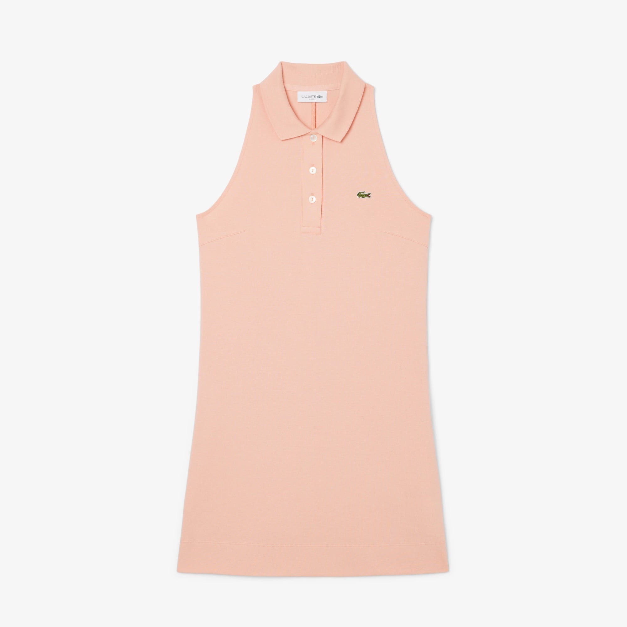 Kadın Slim Fit Kolsuz Polo Yaka Pembe Elbise