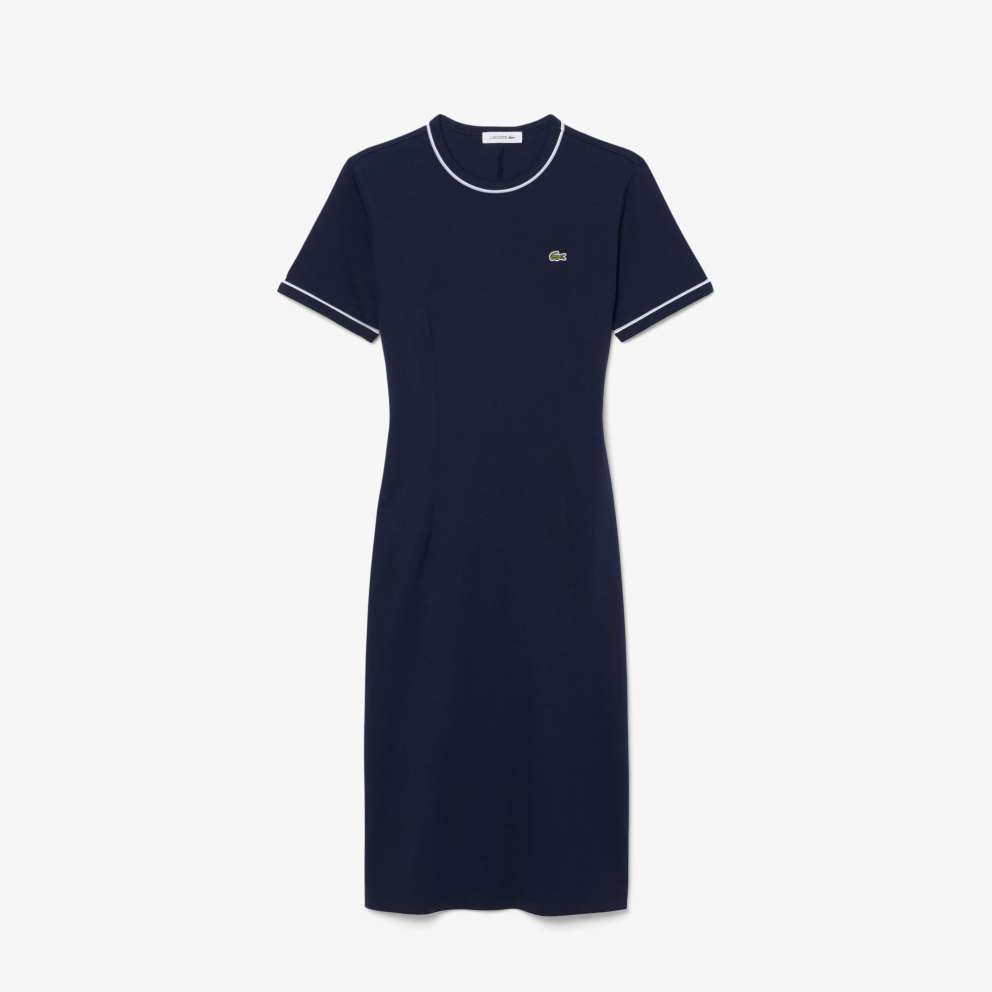 Lacoste Kadın Slim Fit Kısa Kollu Bisiklet Yaka Organik Pamuk Lacivert Elbise görsel 4