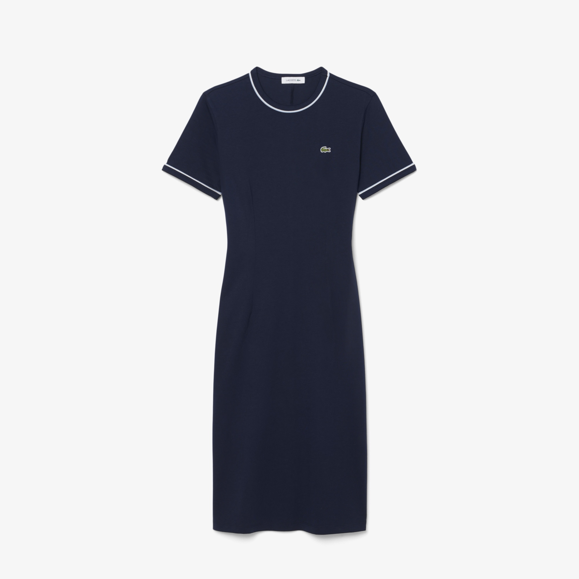 Kadın Slim Fit Kısa Kollu Bisiklet Yaka Organik Pamuk Lacivert Elbise