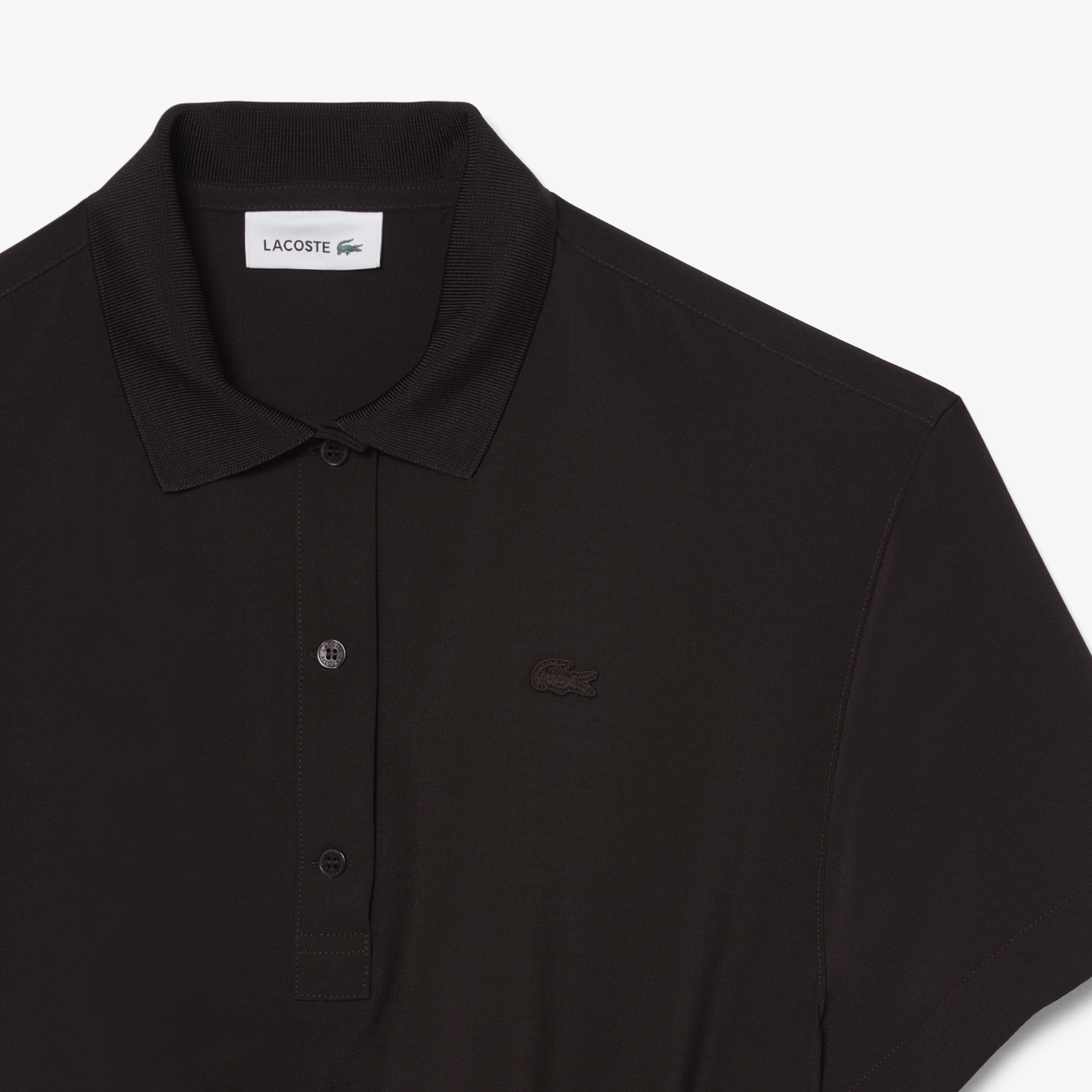 Kadın Regular Fit Kısa Kollu Polo Yaka Koyu Kahverengi Elbise