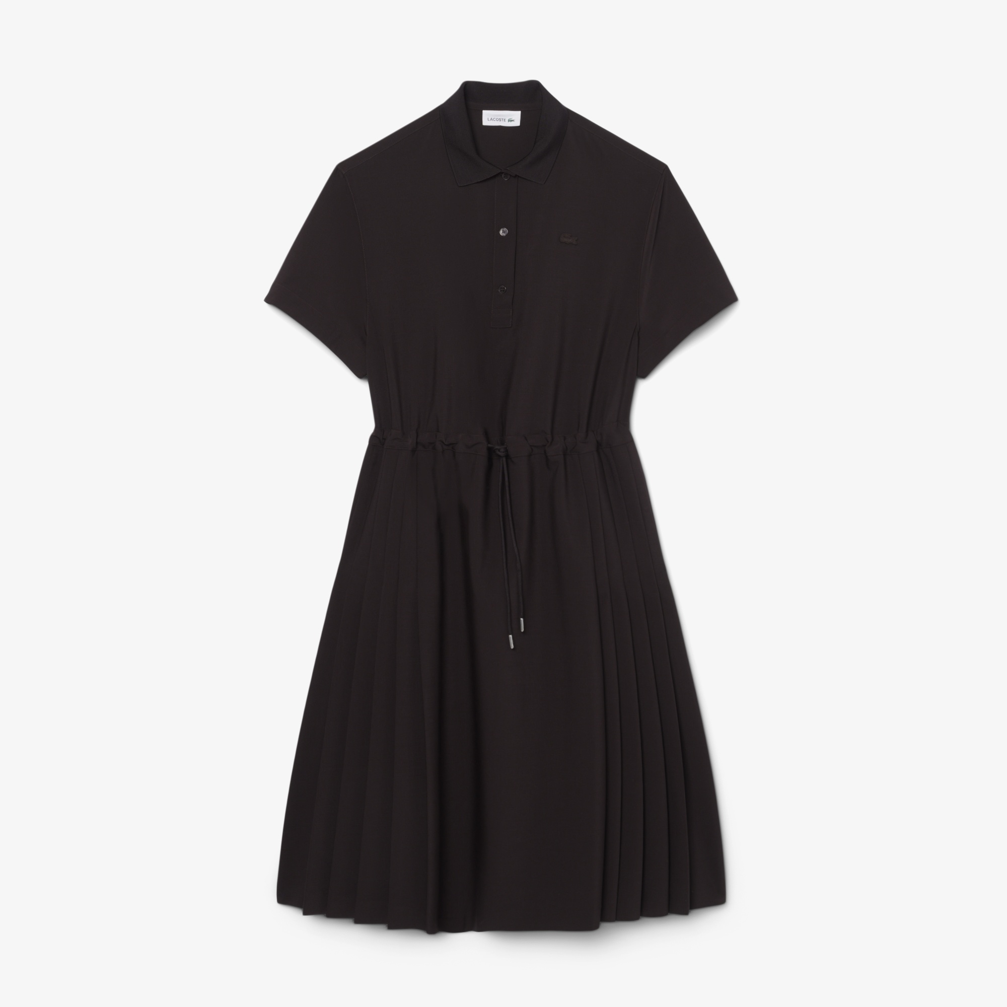 Kadın Regular Fit Kısa Kollu Polo Yaka Koyu Kahverengi Elbise