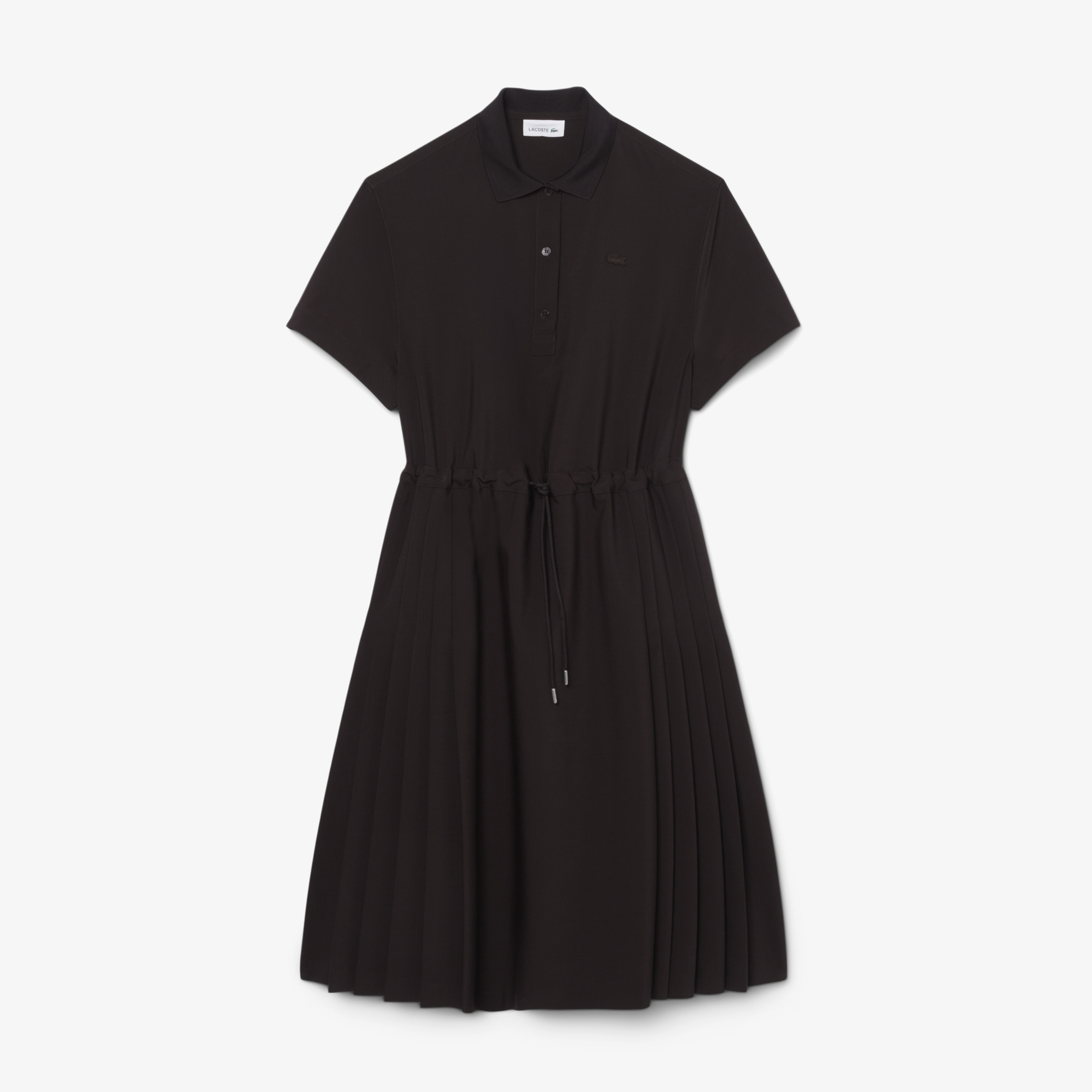 Kadın Regular Fit Kısa Kollu Polo Yaka Koyu Kahverengi Elbise