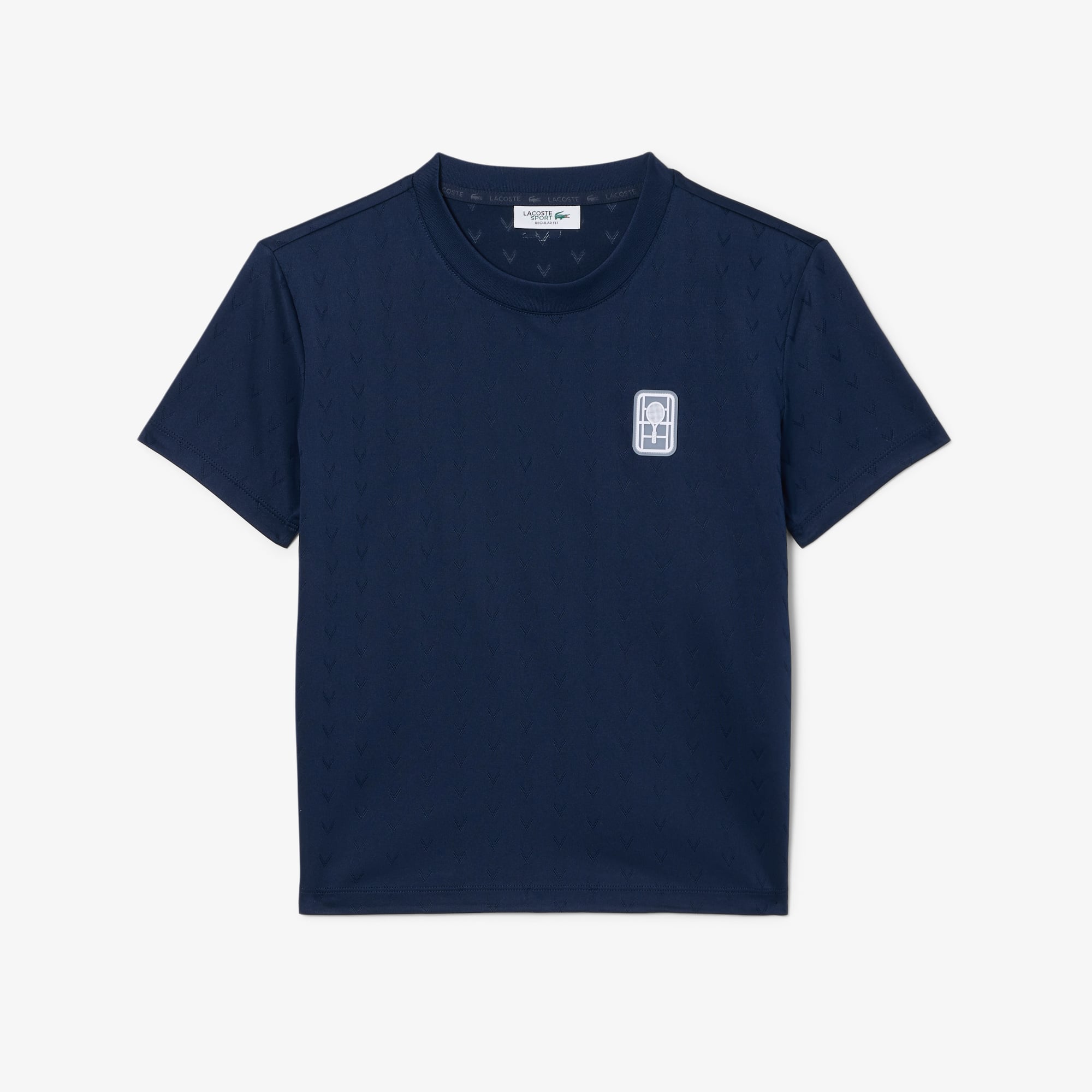 Lacoste Kadın Slim Fit Bisiklet Yaka Desenli Lacivert T-Shirt görsel 5