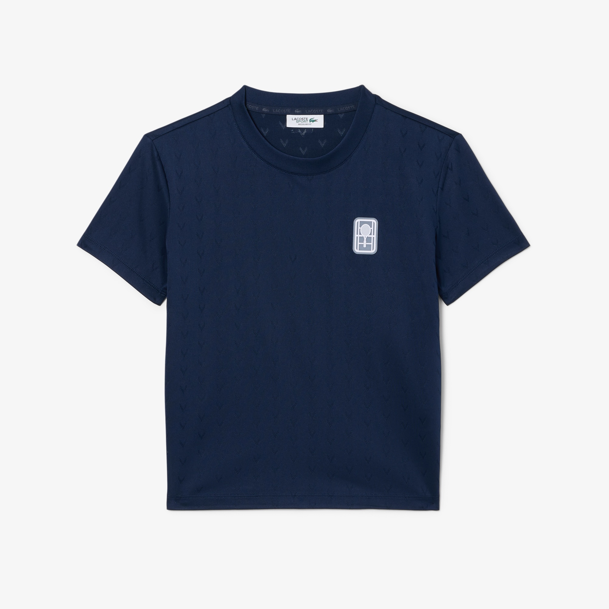 Kadın Slim Fit Bisiklet Yaka Desenli Lacivert T-Shirt
