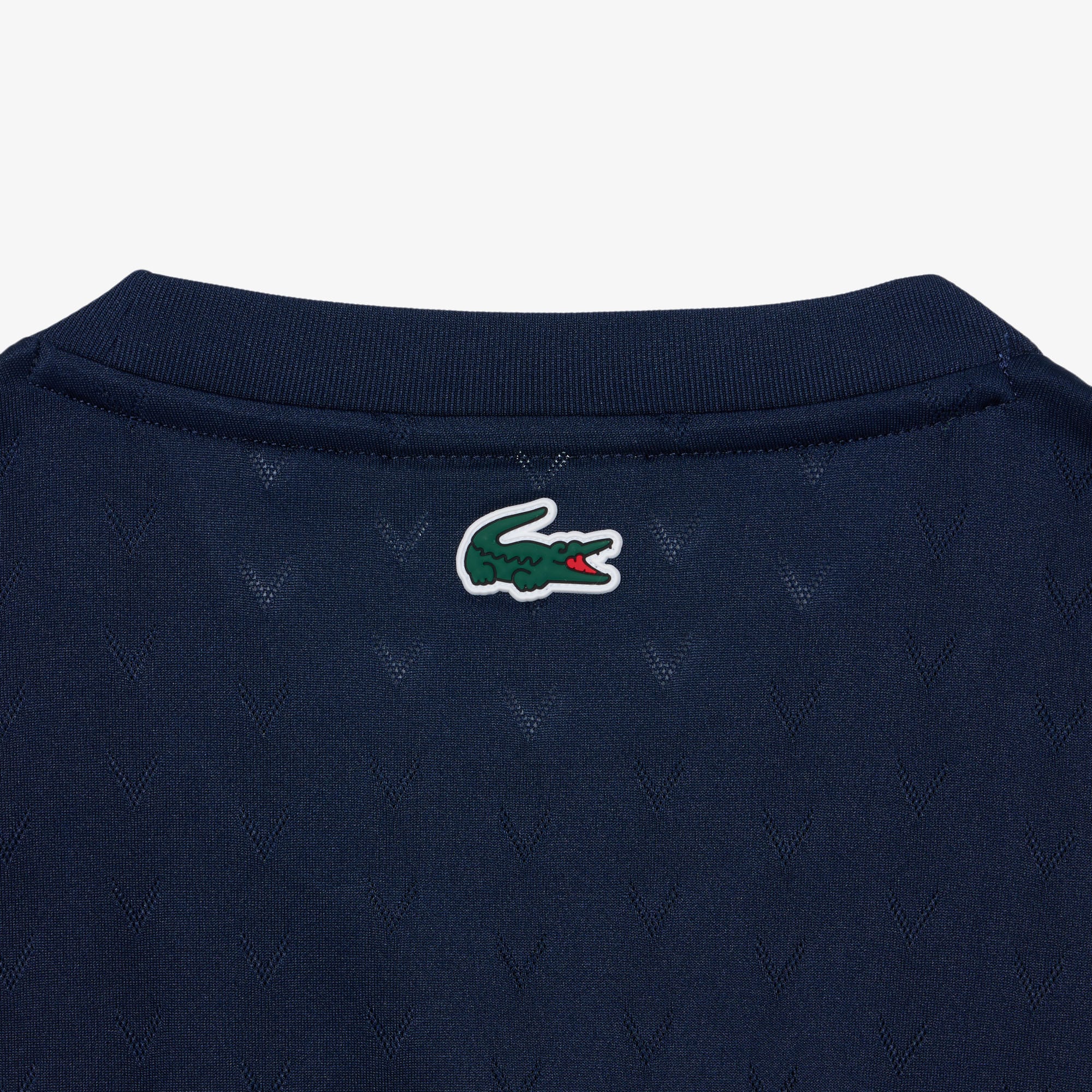 Lacoste Kadın Slim Fit Bisiklet Yaka Desenli Lacivert T-Shirt görsel 7