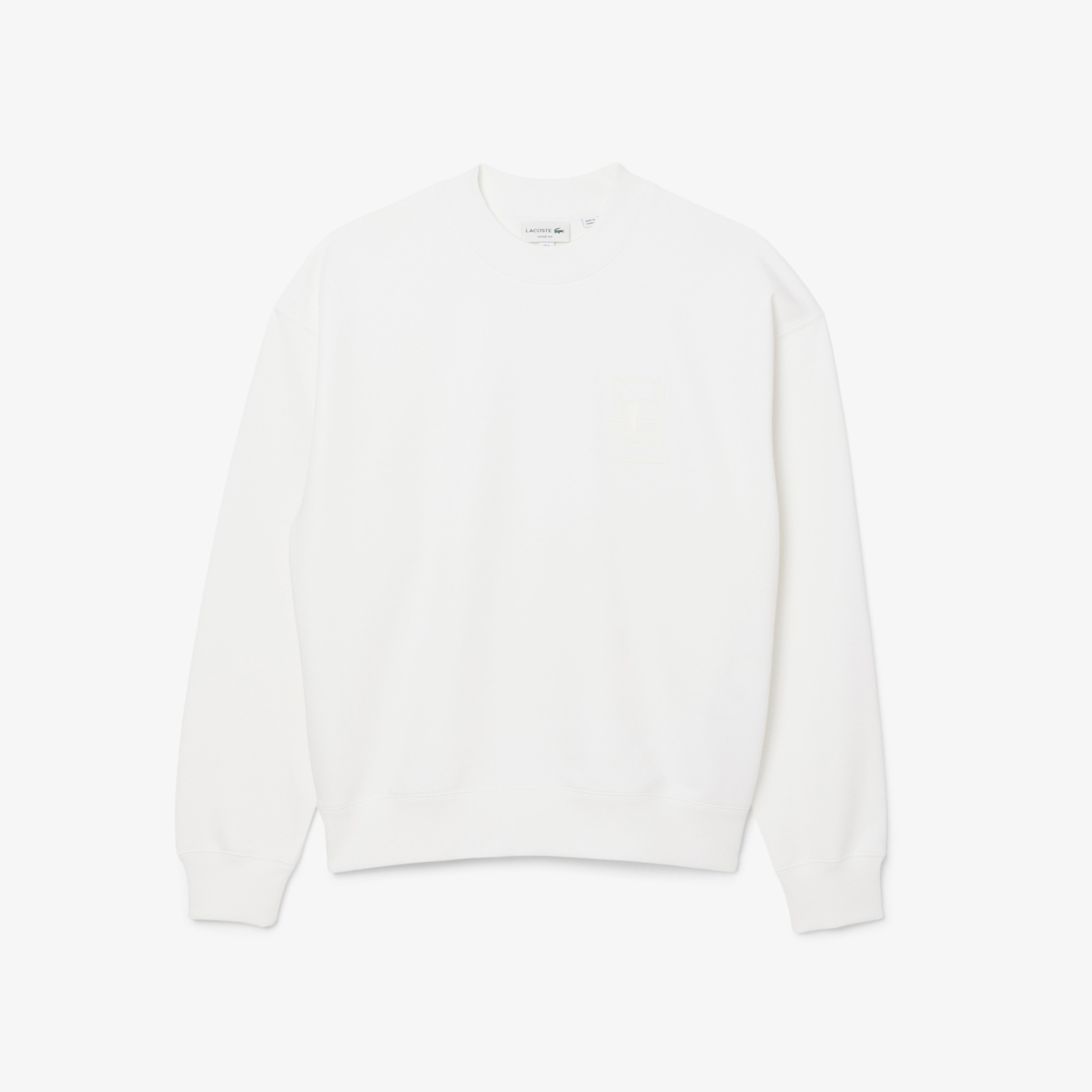 Erkek Loose Fit Bisiklet Yaka Beyaz Sweatshirt