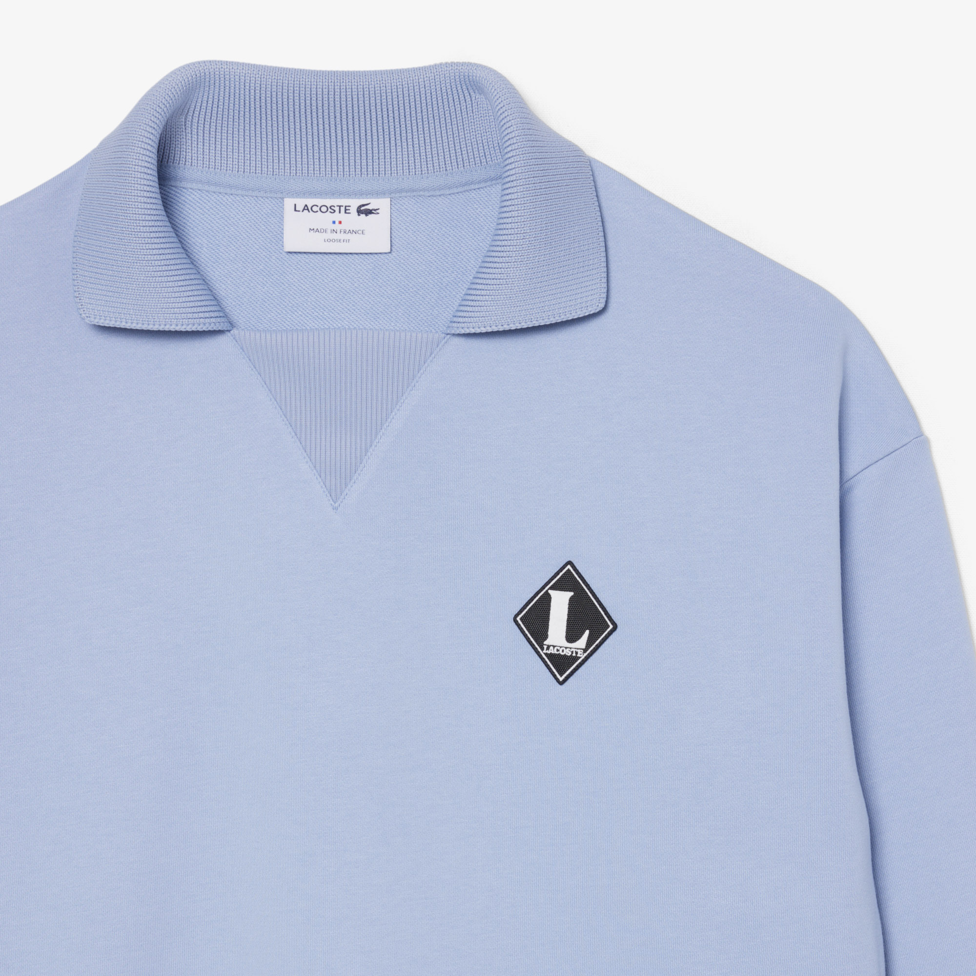 Lacoste Erkek Loose Fit Polo Yaka Mavi Sweatshirt görsel 5