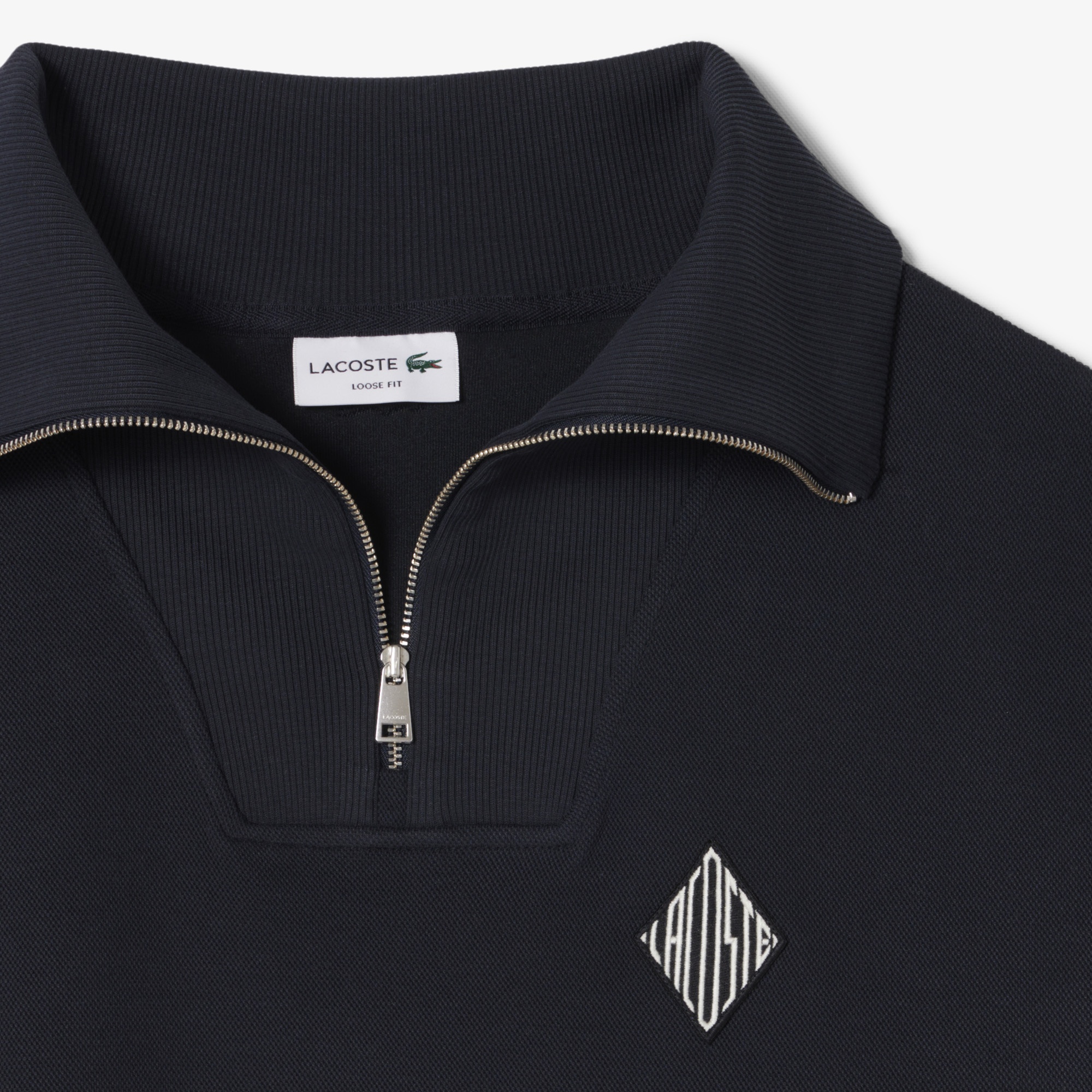 Erkek Loose Fit Yarım Fermuarlı Siyah Sweatshirt