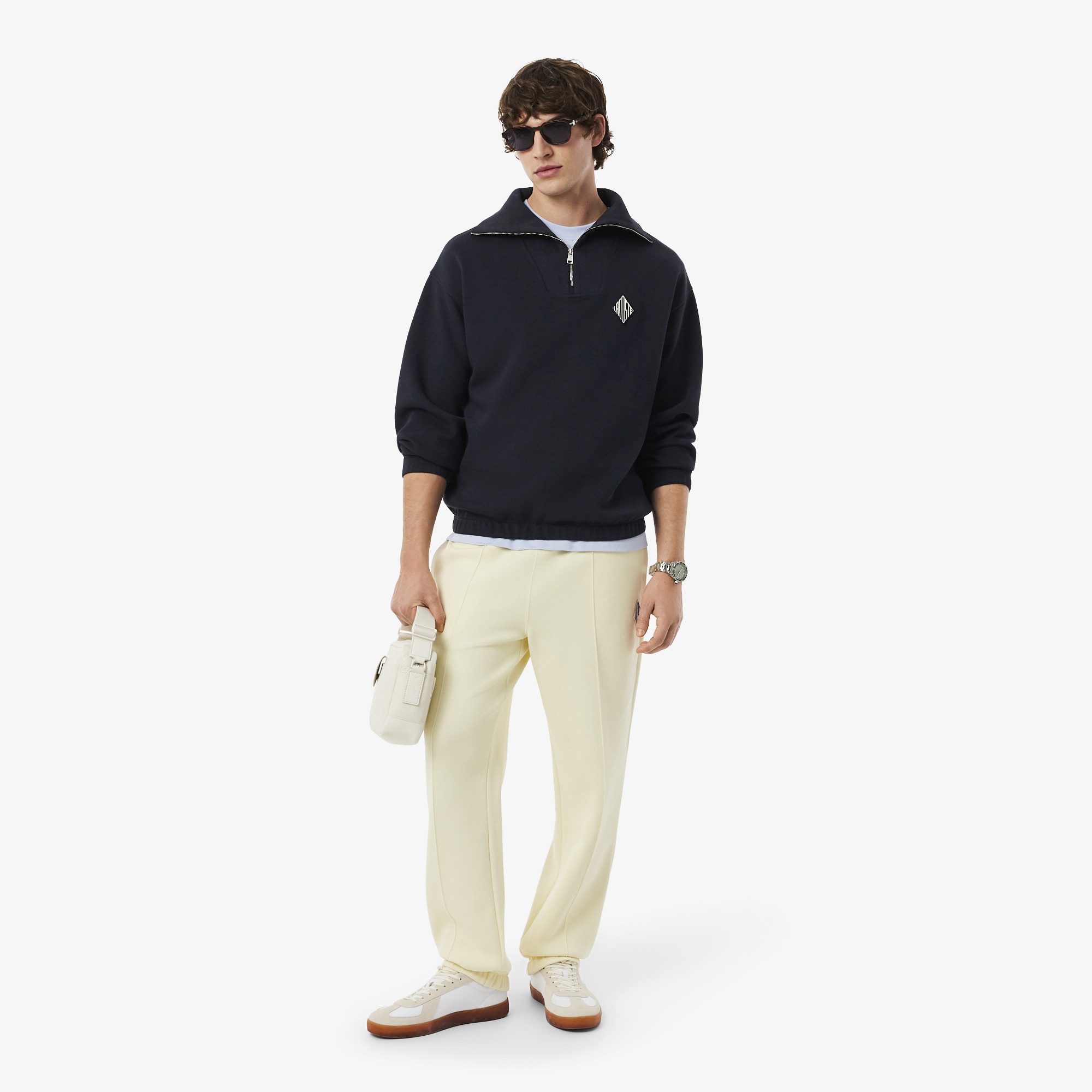 Erkek Loose Fit Yarım Fermuarlı Siyah Sweatshirt