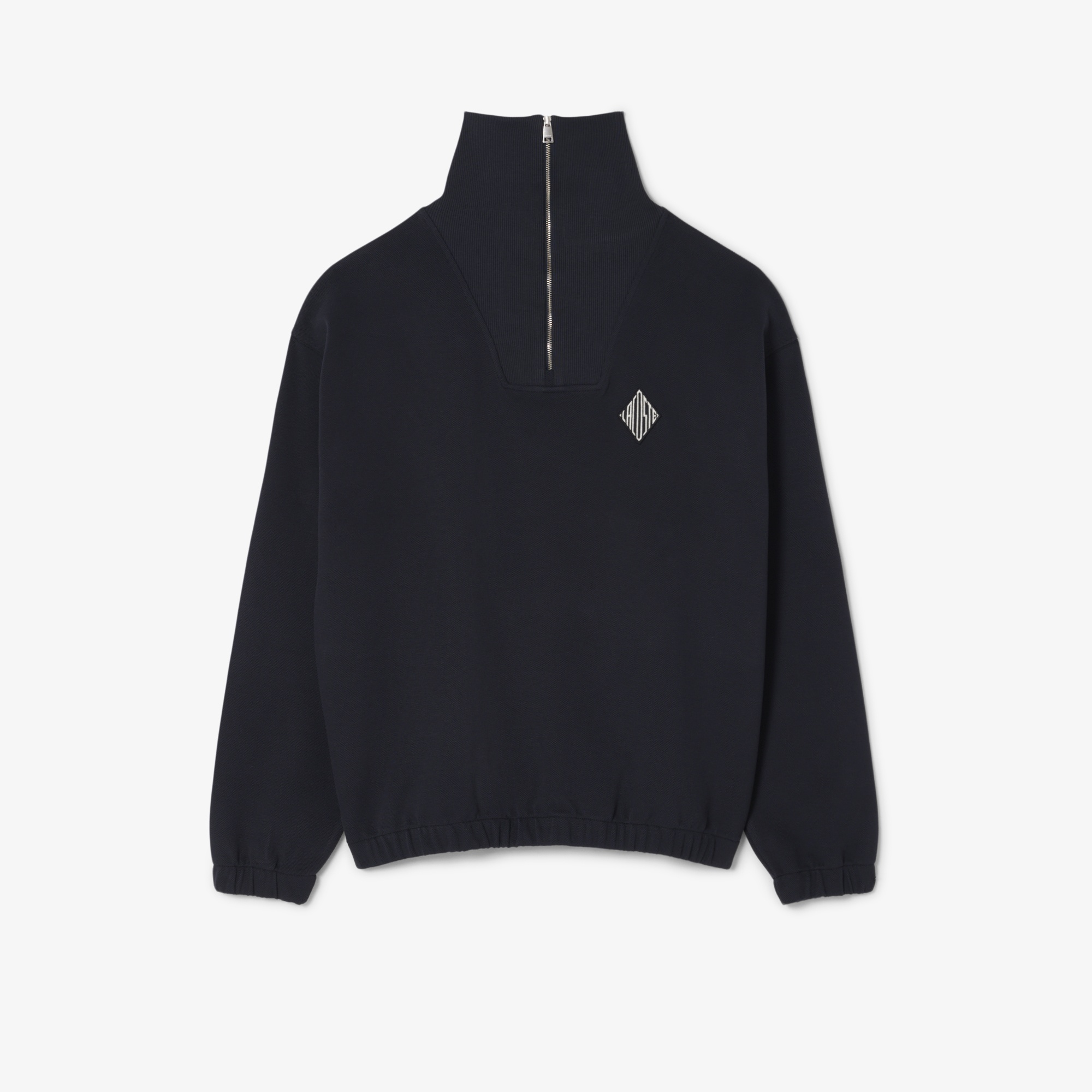 Erkek Loose Fit Yarım Fermuarlı Siyah Sweatshirt