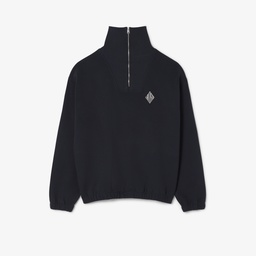 Erkek Loose Fit Yarım Fermuarlı Siyah Sweatshirt Siyah