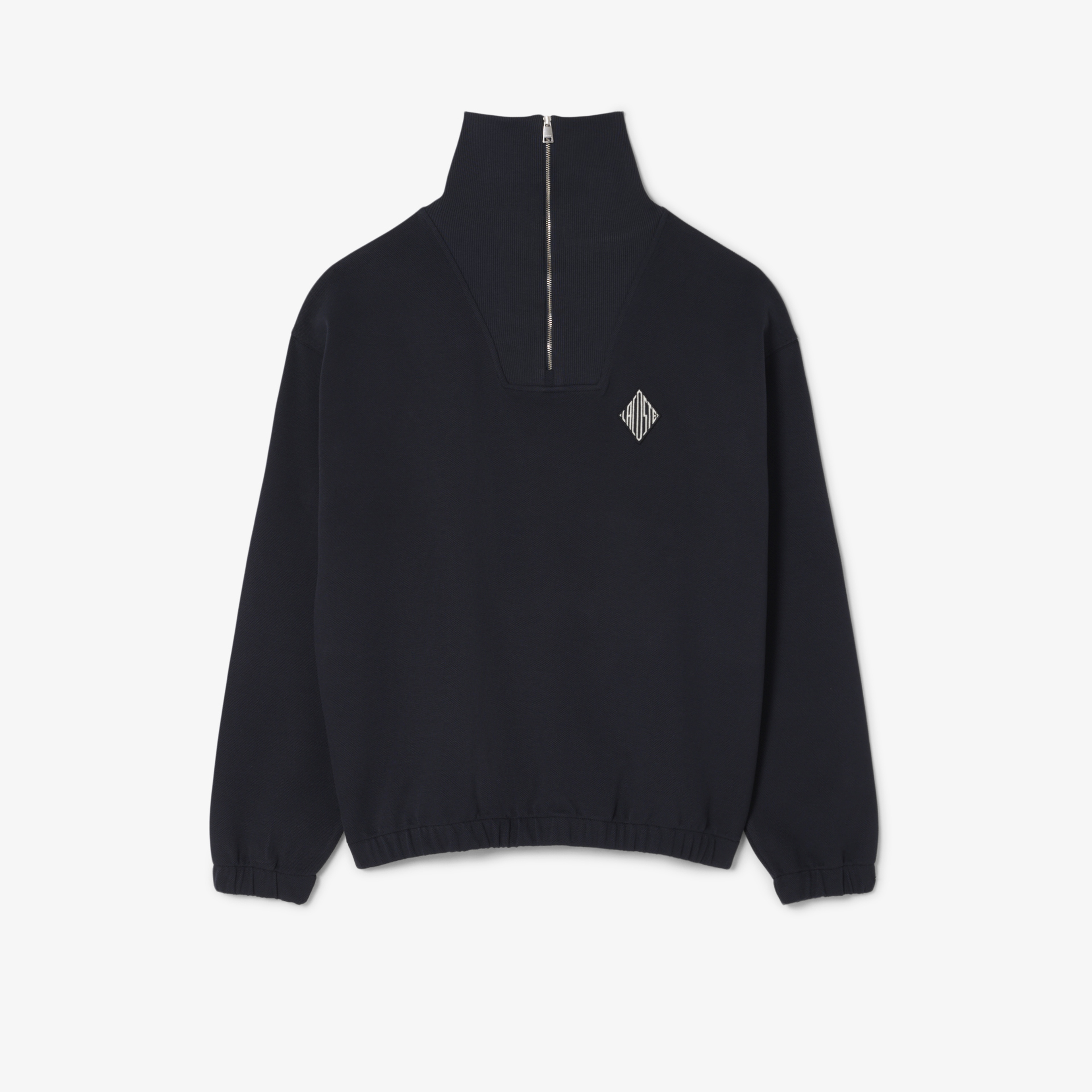 Erkek Loose Fit Yarım Fermuarlı Siyah Sweatshirt