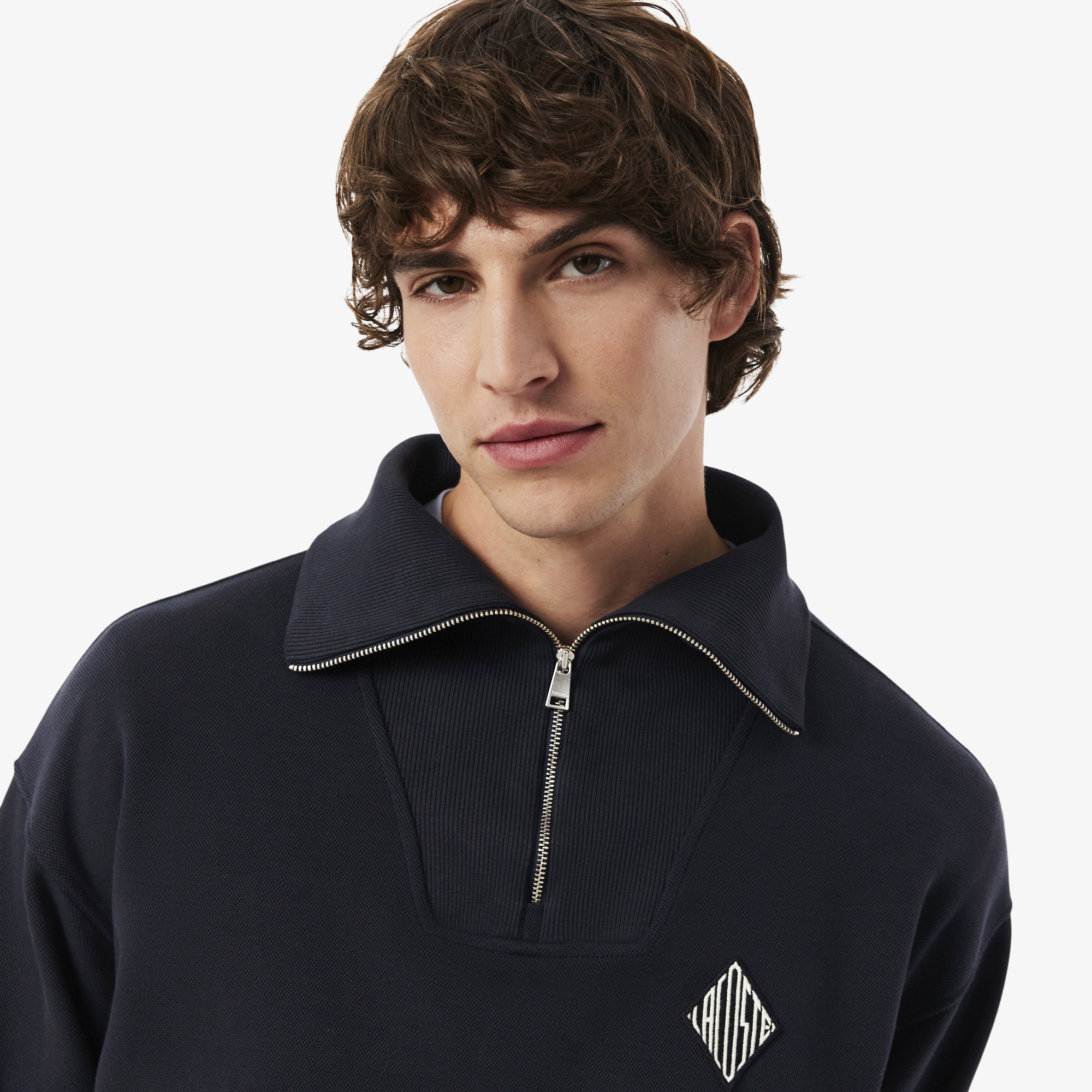Erkek Loose Fit Yarım Fermuarlı Siyah Sweatshirt