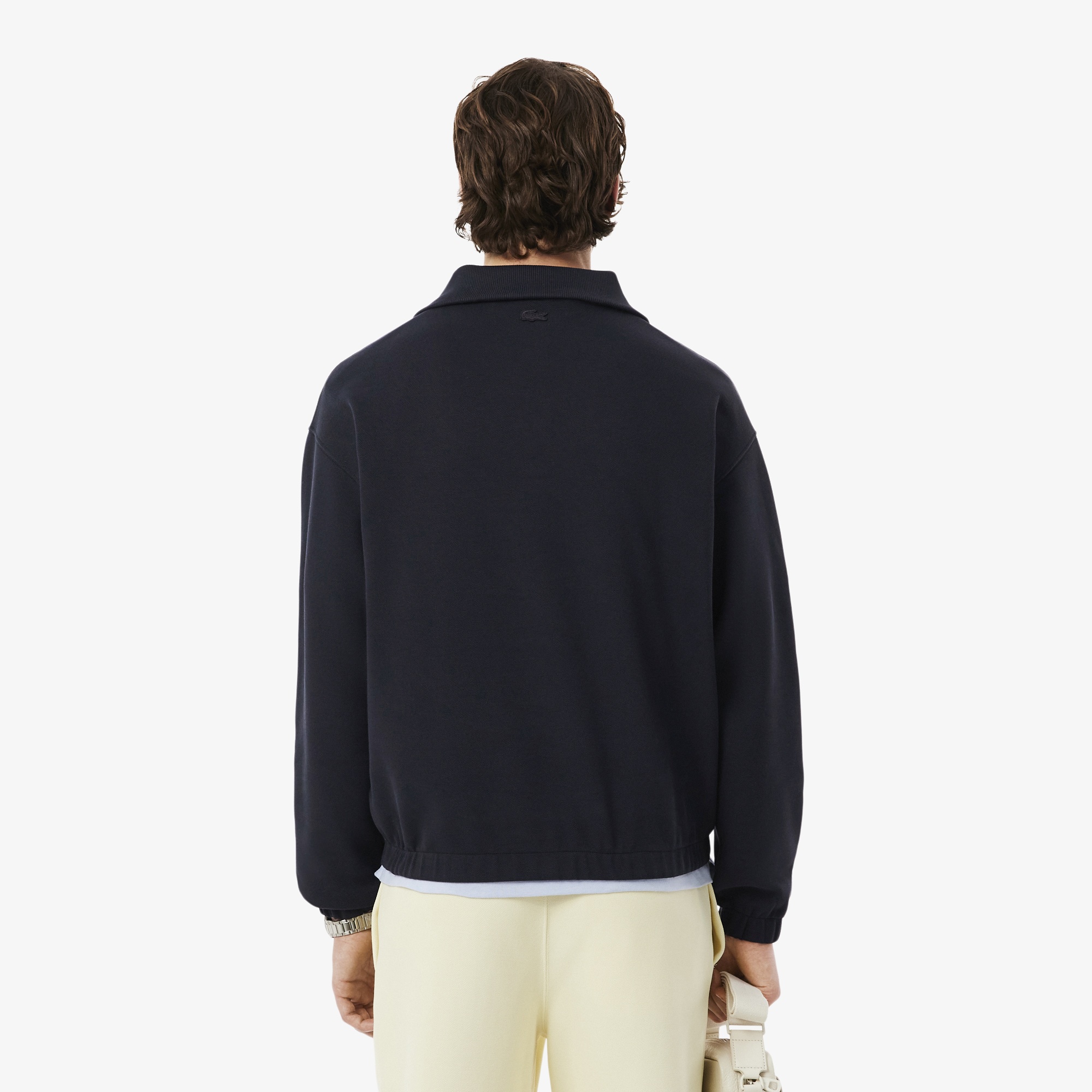 Erkek Loose Fit Yarım Fermuarlı Siyah Sweatshirt
