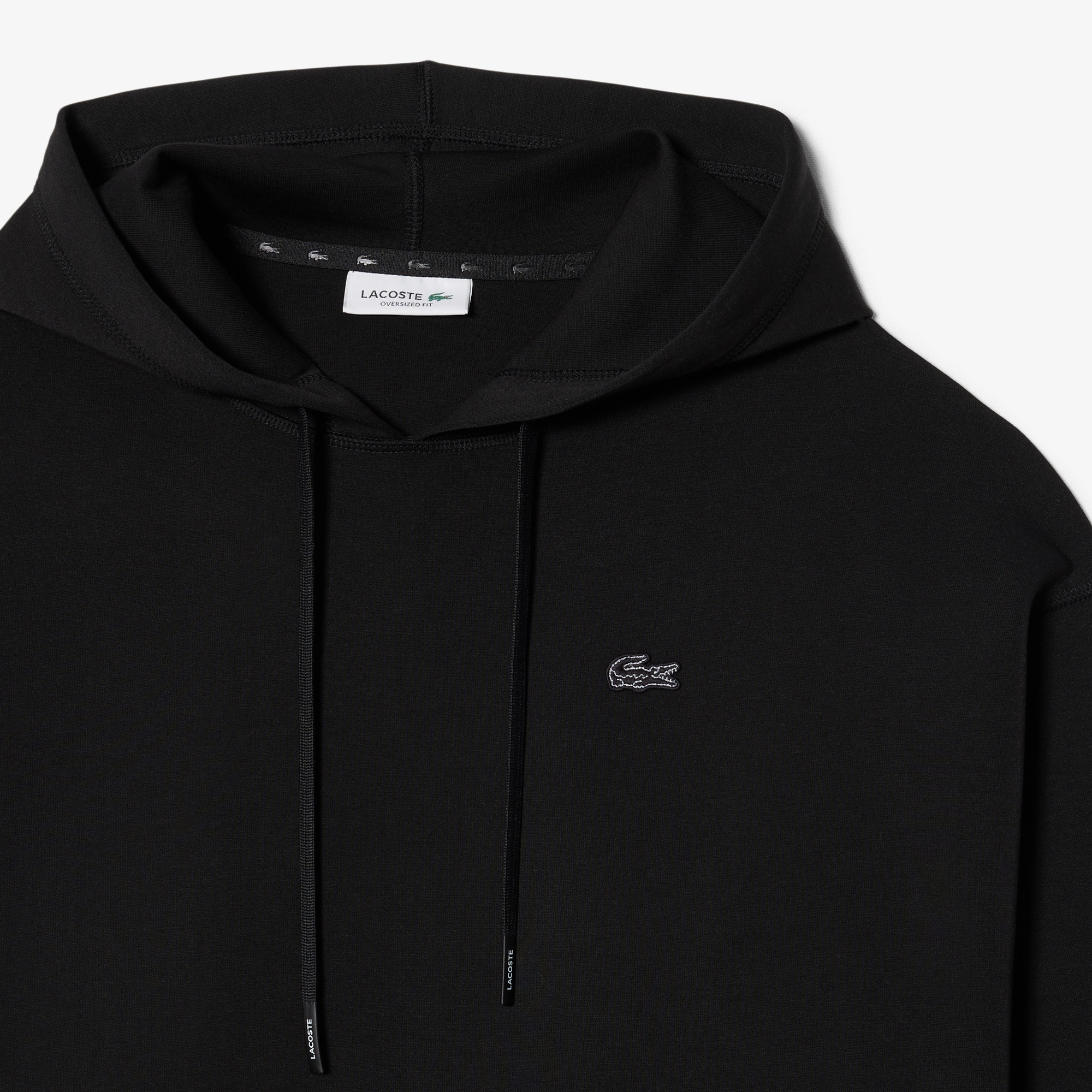 Lacoste Kadın Oversize Fit Kapüşonlu Siyah Sweatshirt görsel 5
