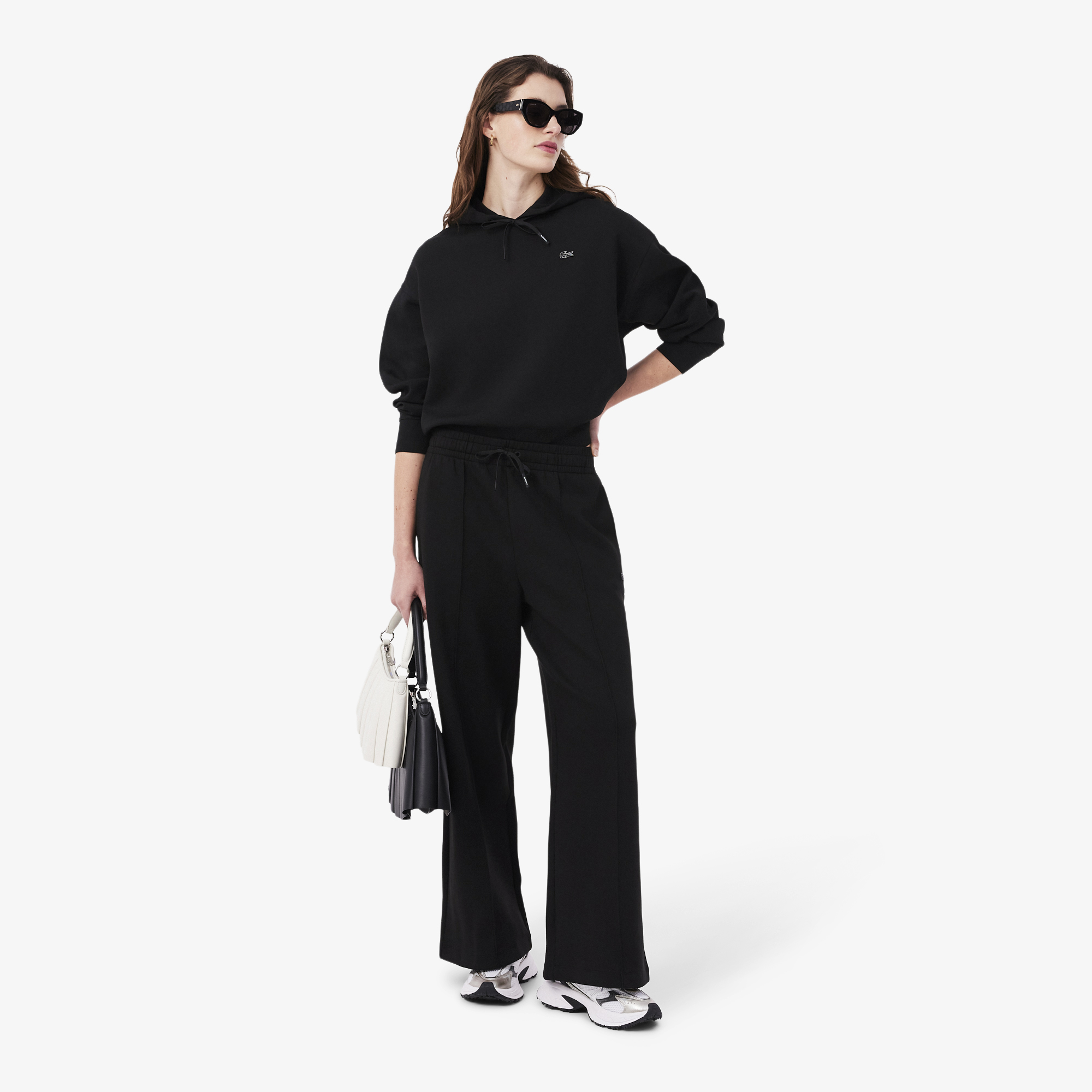 Lacoste Kadın Oversize Fit Kapüşonlu Siyah Sweatshirt görsel 6