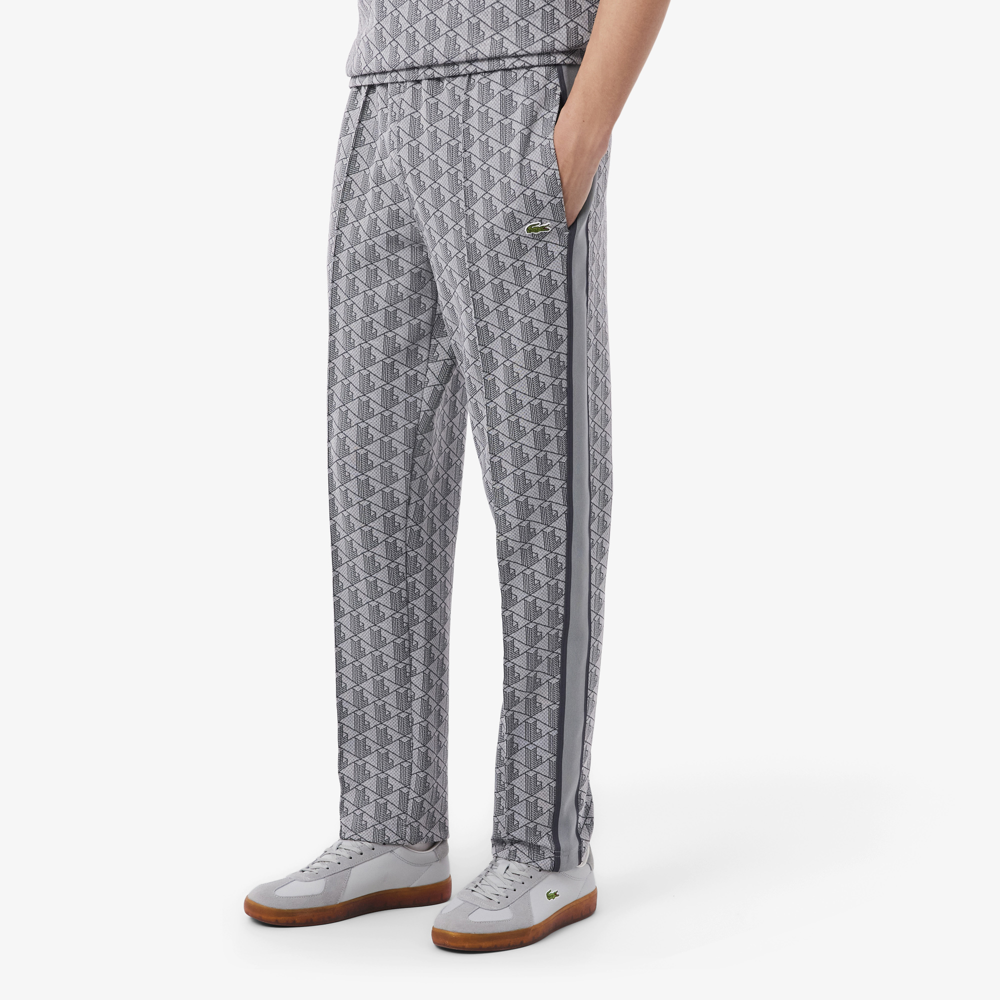 Lacoste Erkek Regular Fit Monogram Gri Eşofman Altı görsel 2
