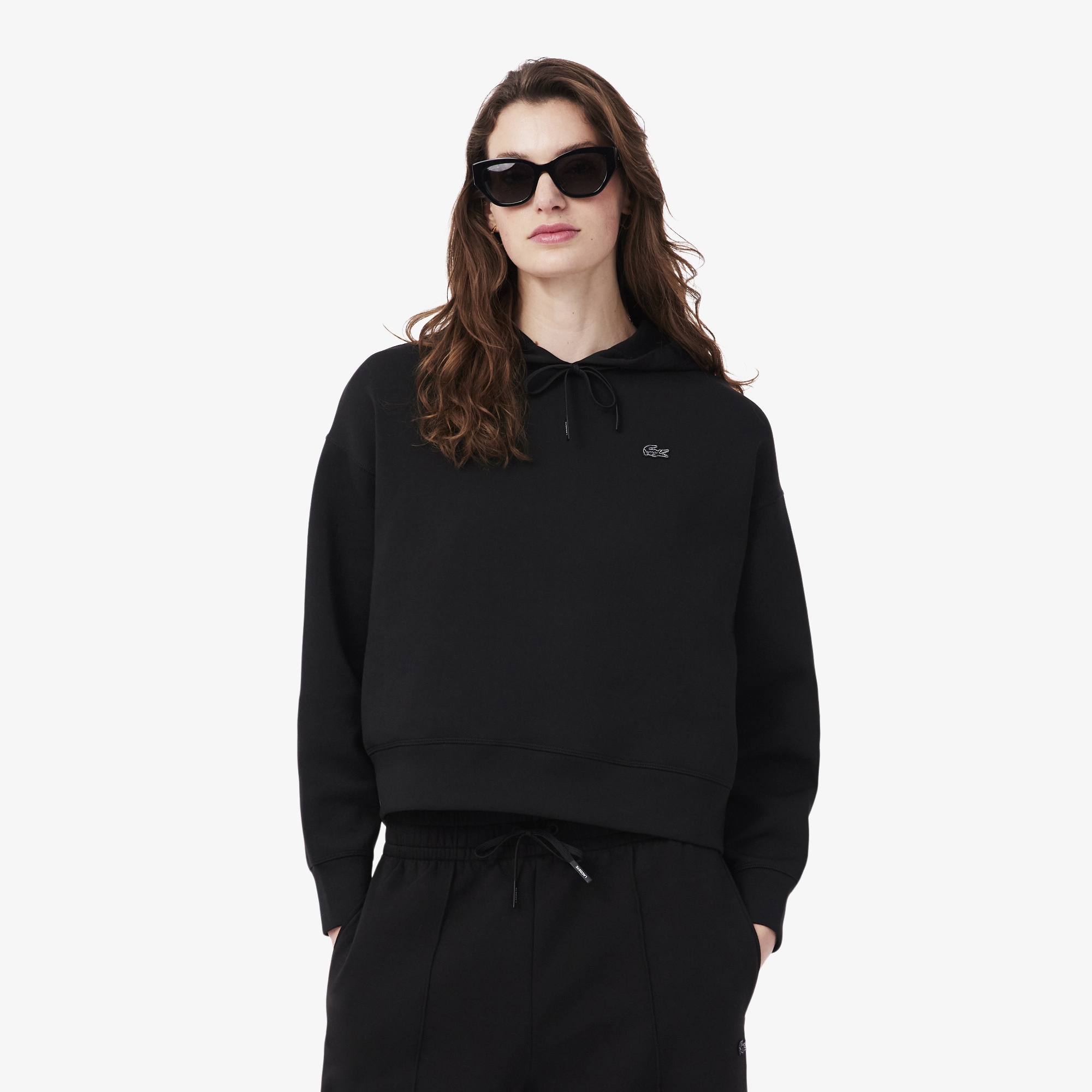 Kadın Oversize Fit Kapüşonlu Siyah Sweatshirt