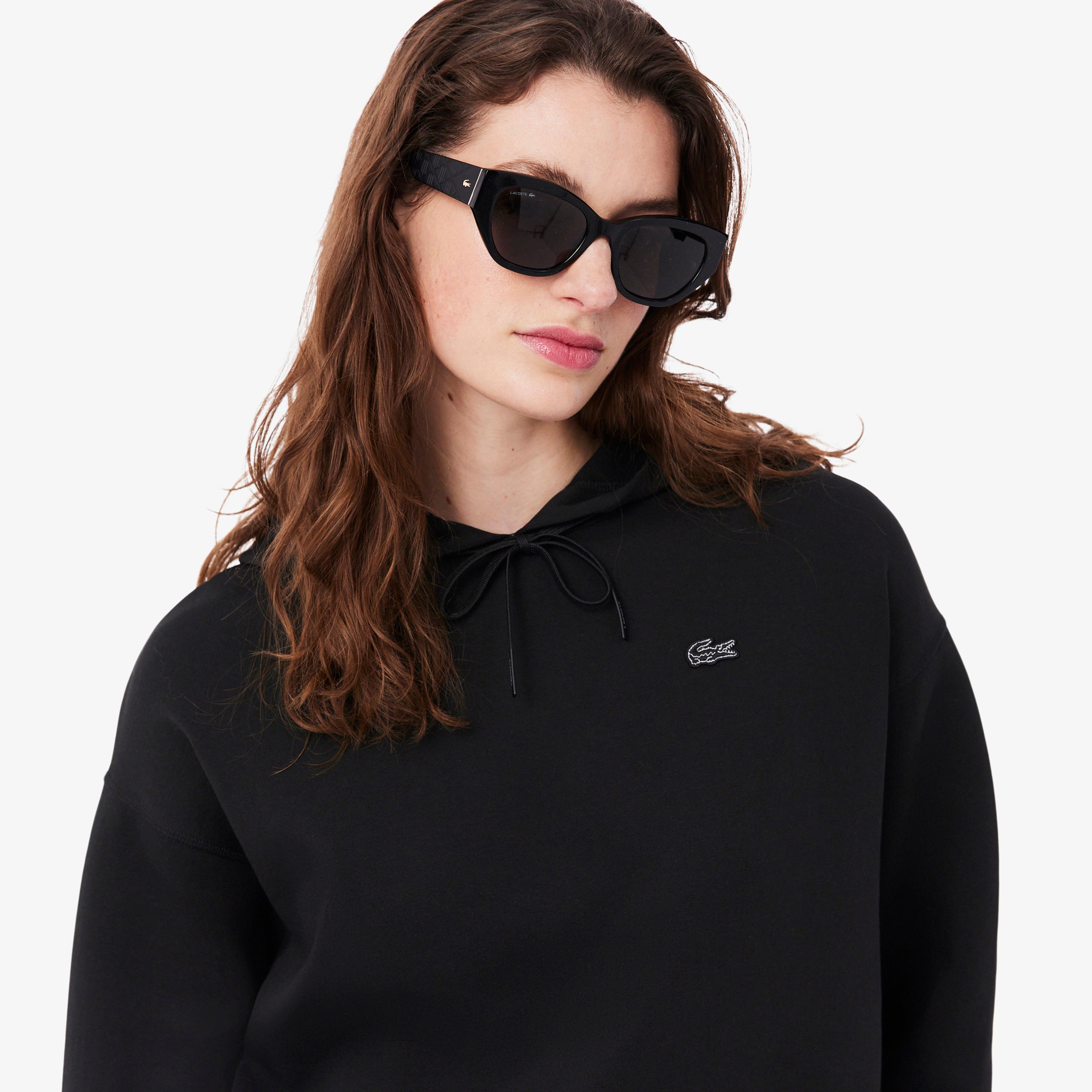Kadın Oversize Fit Kapüşonlu Siyah Sweatshirt